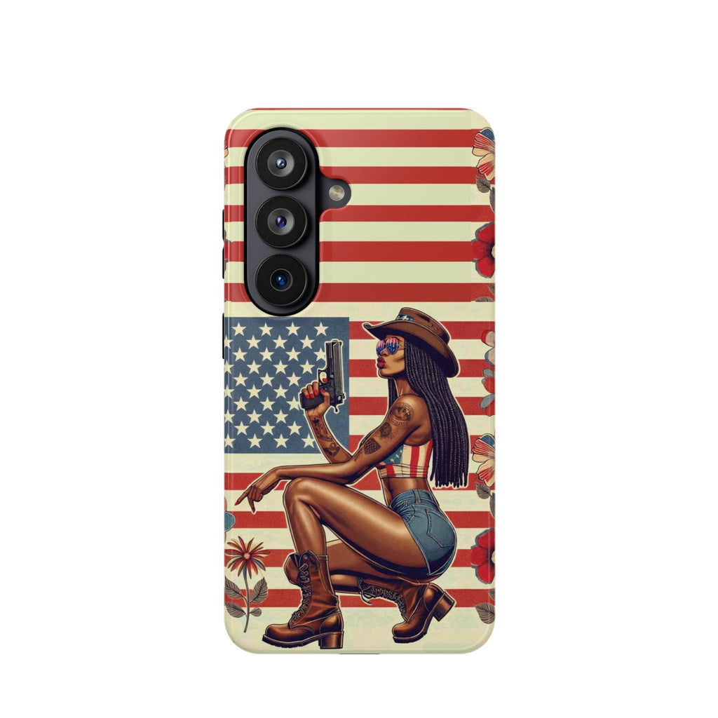 Americana 9mm Pinup Girl - Magnetic Impact‑Resistant Phone Case  iPhone 13-17 / Samsung S26  MagSafe Compatible