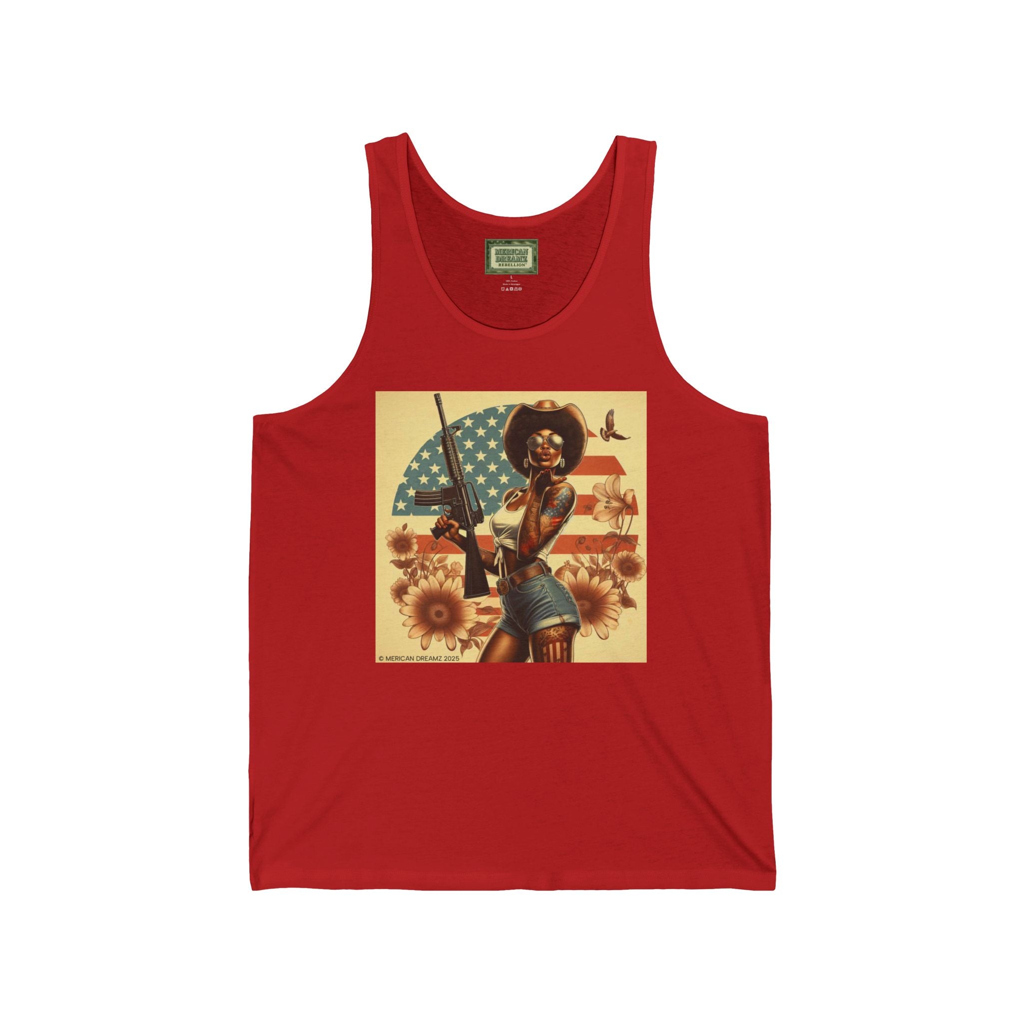 Patriotic Pin-Up Tank Top — Vintage American Flag Girl Graphic