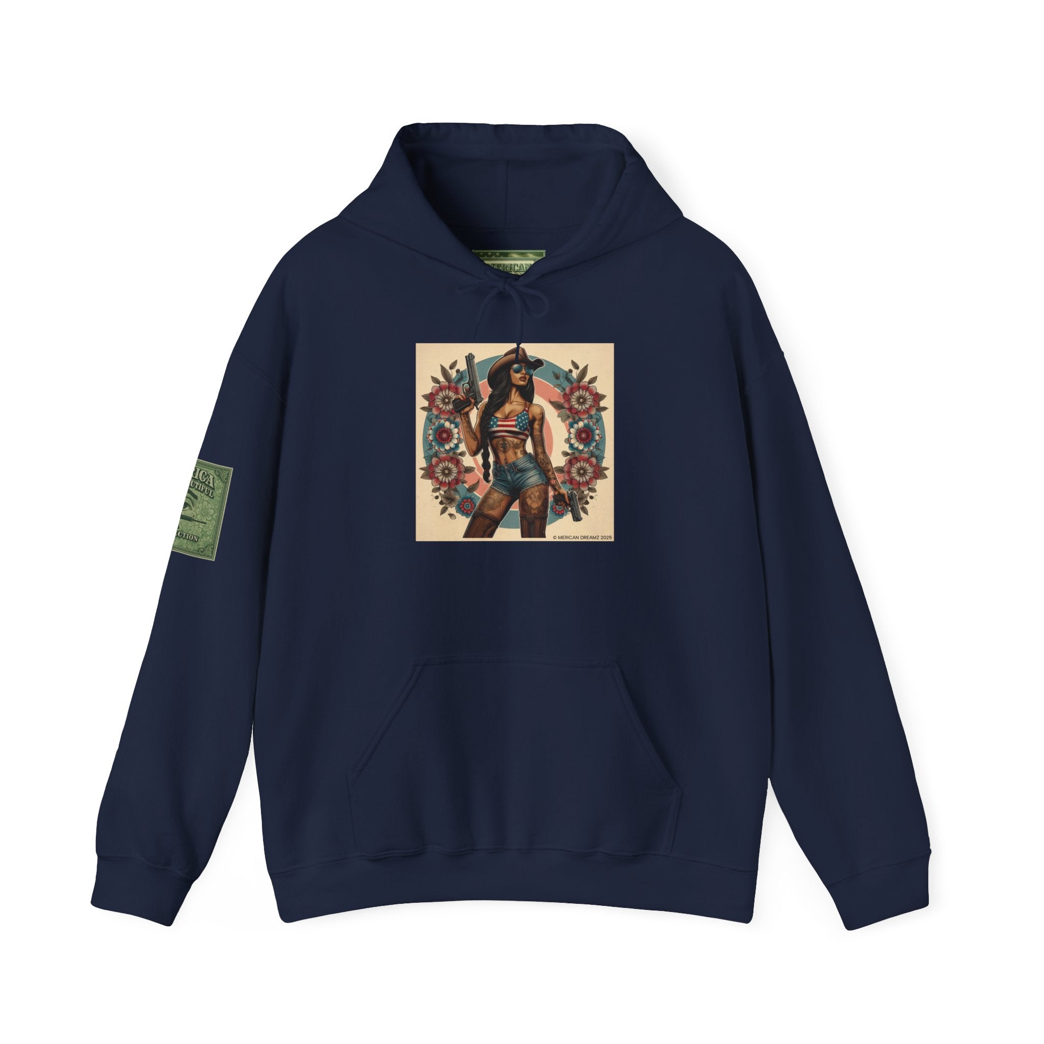 Retro Americana Pinup Gunslinger Hoodie — Vintage Pinup Girls Pullover