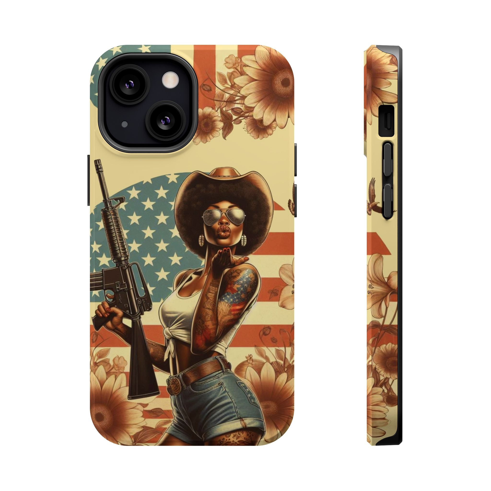 Americana AR-15 Pinup Girl - Magnetic Impact‑Resistant Phone Case  iPhone 13-17 / Samsung S26  MagSafe Compatible