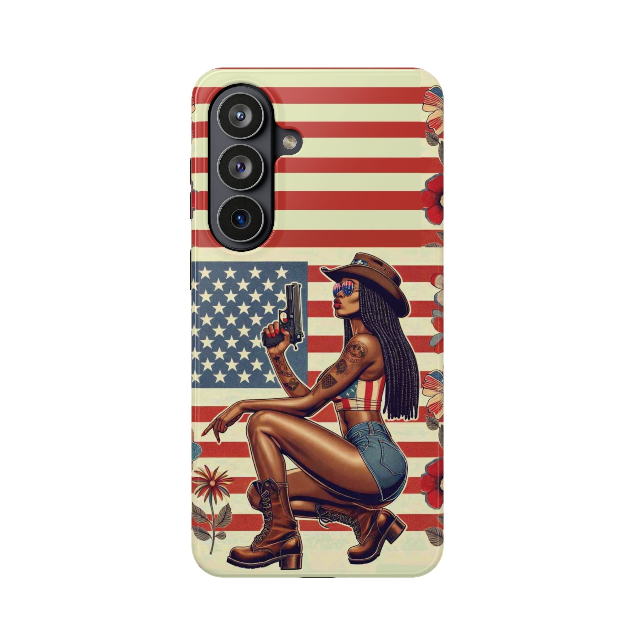 Americana 9mm Pinup Girl - Magnetic Impact‑Resistant Phone Case  iPhone 13-17 / Samsung S26  MagSafe Compatible