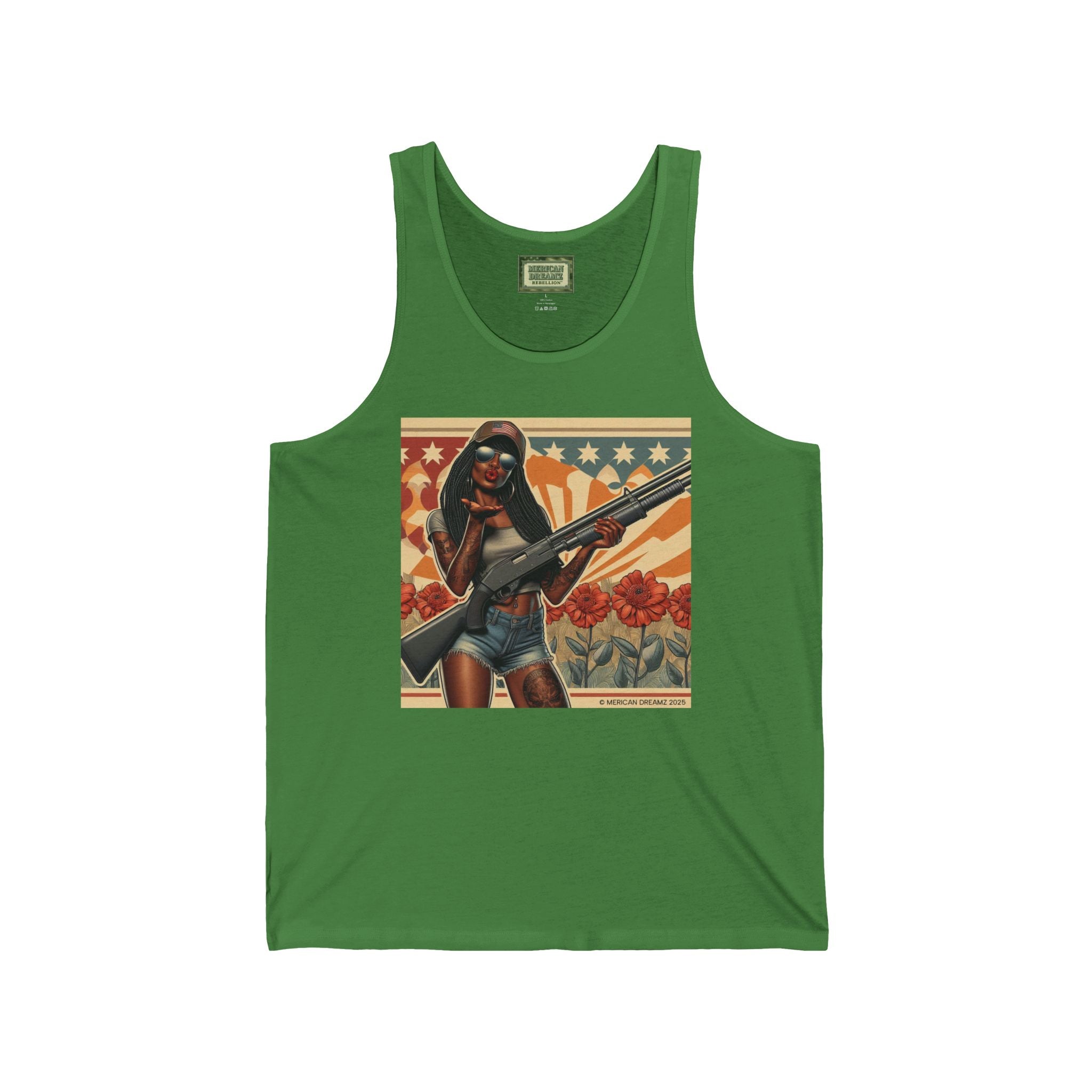 Patriotic Pin-Up Tank Top — Vintage American Flag Girl Graphic