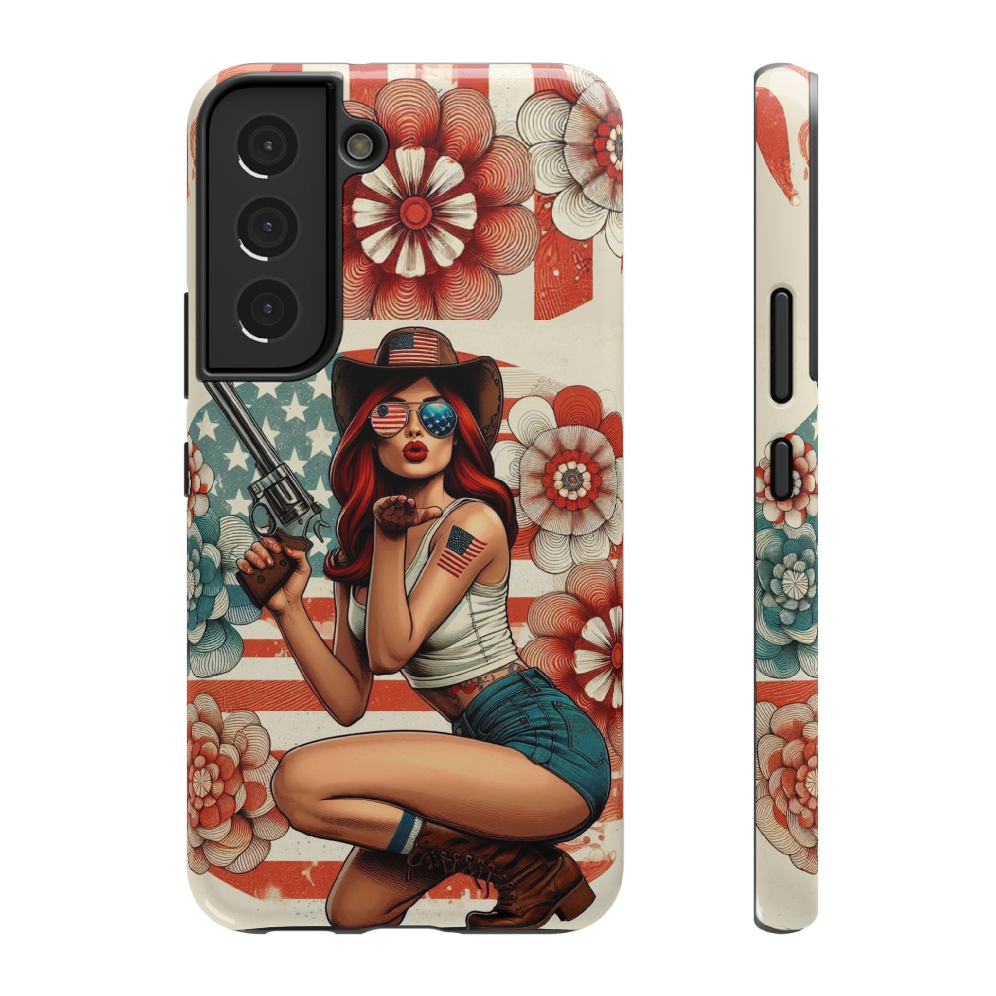 Americana 44 Magnum Pinup Girl - Impact‑Resistant Phone Case   Samsung Galaxy Series S22 / S22+ / S22 Ultra - S25 / S25+ / S25 Ultra