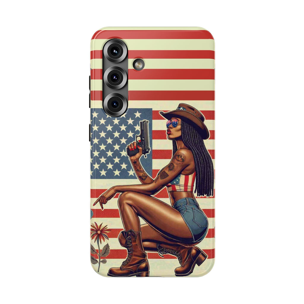 Americana 9mm Pinup Girl - Impact‑Resistant Phone Case   Samsung Galaxy Series S22 / S22+ / S22 Ultra - S25 / S25+ / S25 Ultra