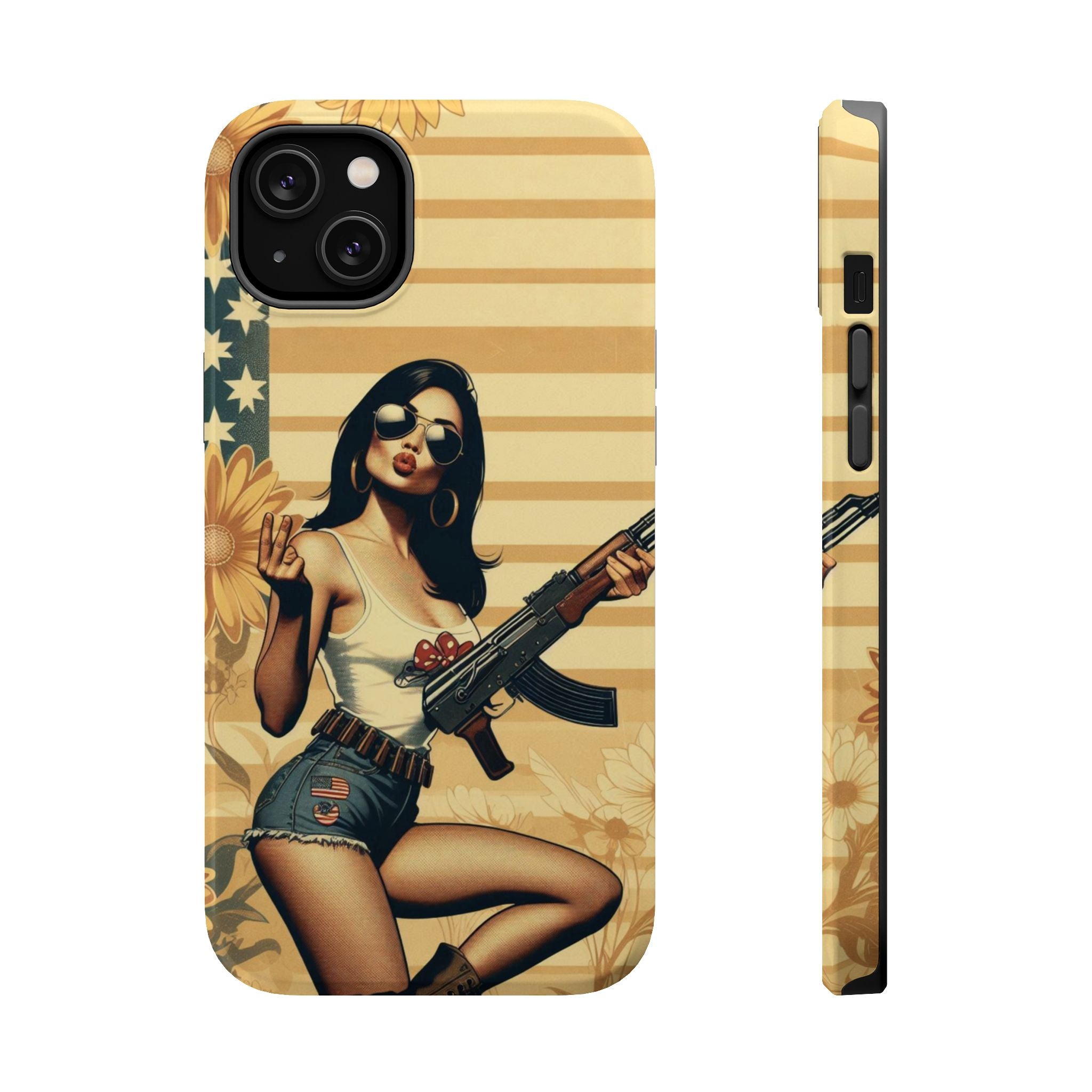 Americana AK-47 Pinup Girl - Magnetic Impact‑Resistant Phone Case  iPhone 13-17 / Samsung S26  MagSafe Compatible