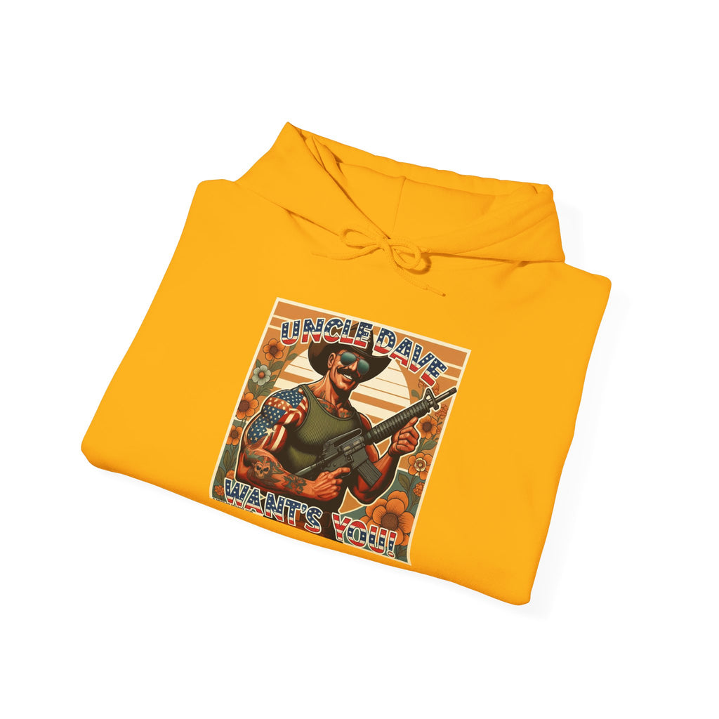 Patriotic 'Uncle Dave Wants You' Hoodie — Gunslinger Girls Rifle Retro Illustration (US Only)