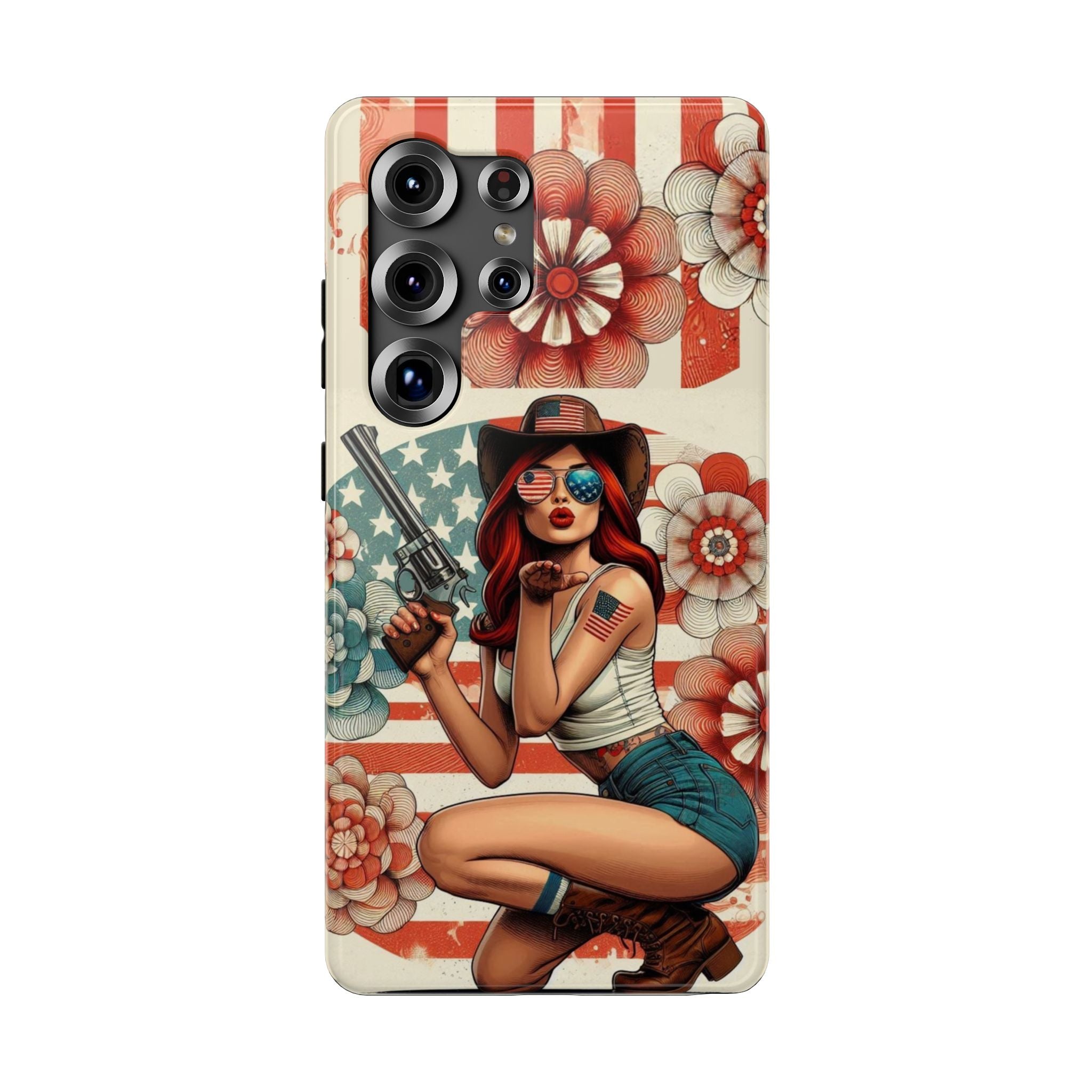 Americana 44 Magnum Pinup Girl - Impact‑Resistant Phone Case   Samsung Galaxy Series S22 / S22+ / S22 Ultra - S25 / S25+ / S25 Ultra