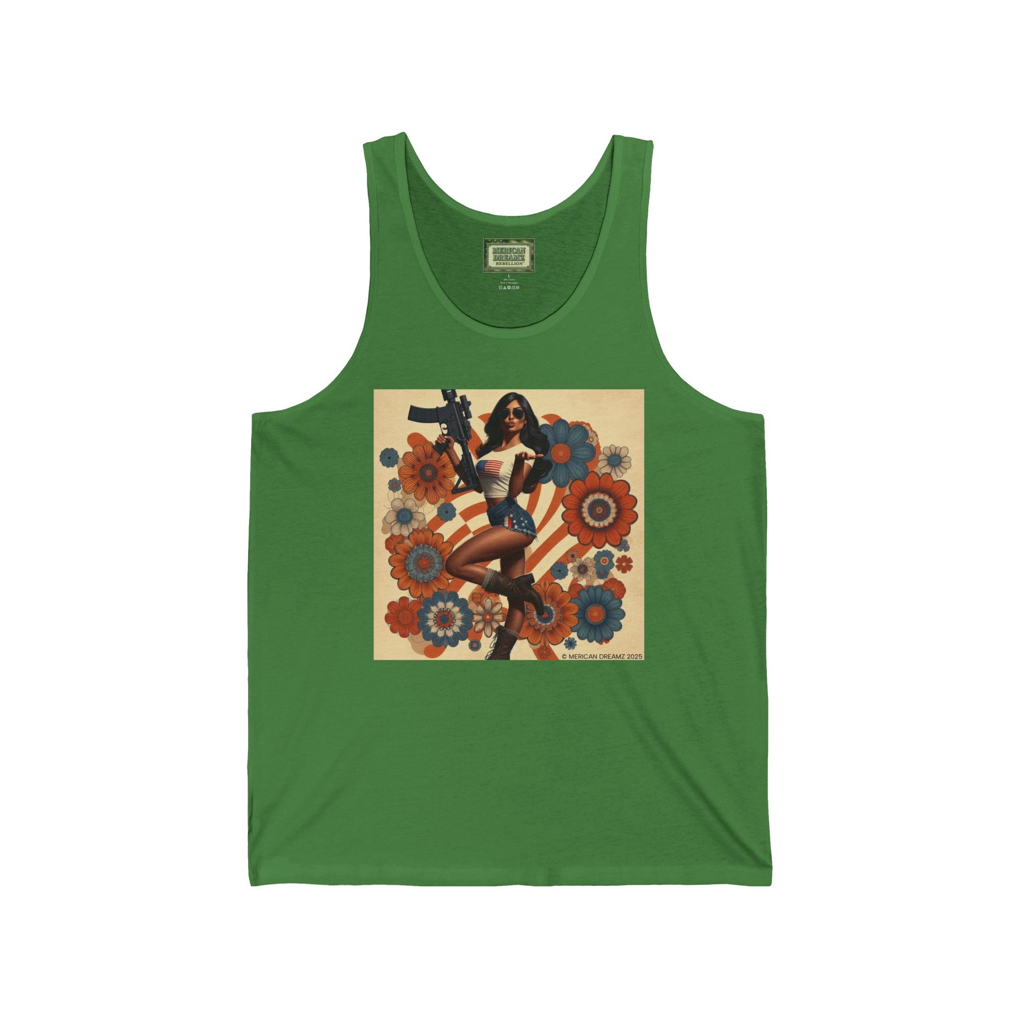 Patriotic Pin-Up Tank Top — Vintage American Flag Girl Graphic