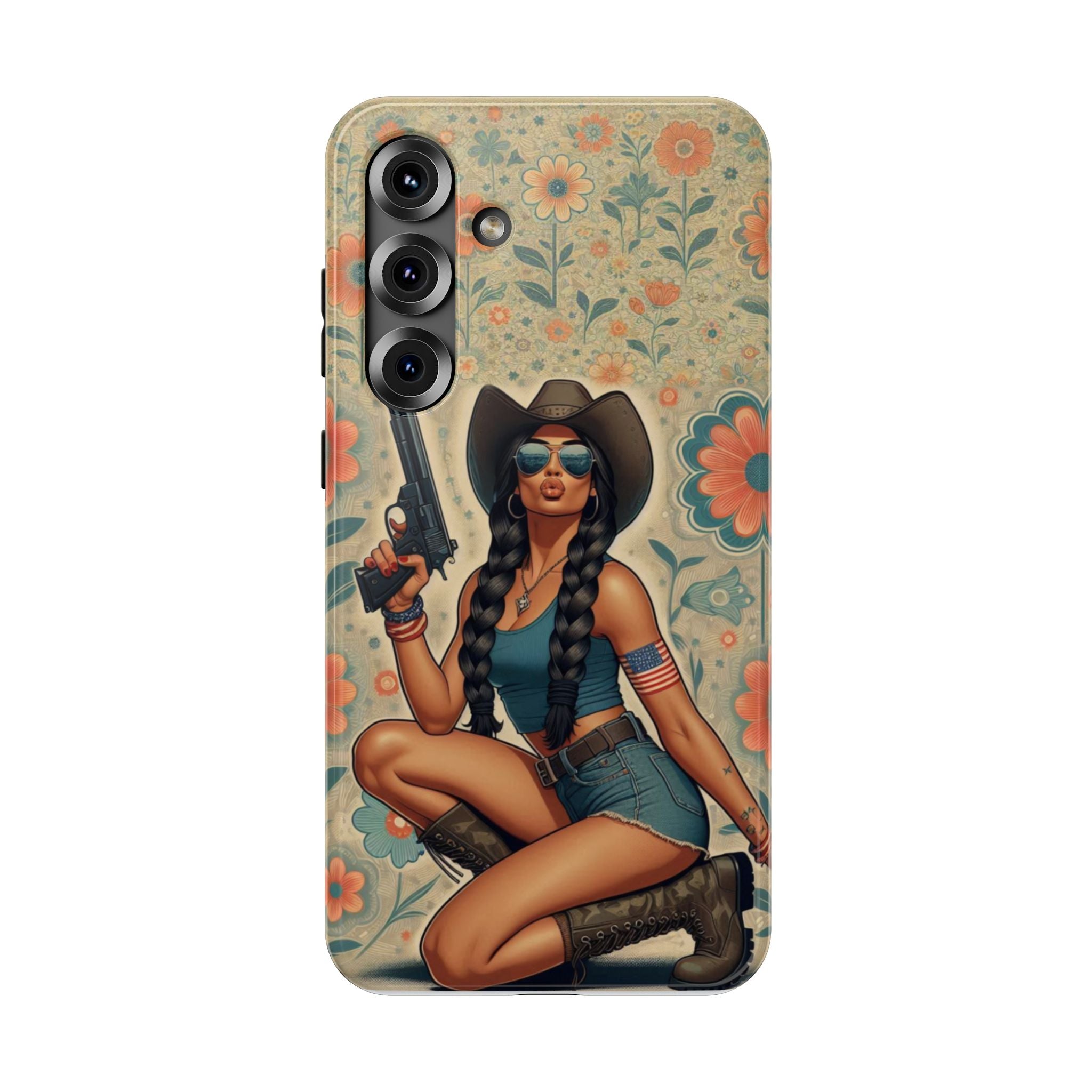Americana 9mm Pinup Girl - Impact‑Resistant Phone Case   Samsung Galaxy Series S22 / S22+ / S22 Ultra - S25 / S25+ / S25 Ultra