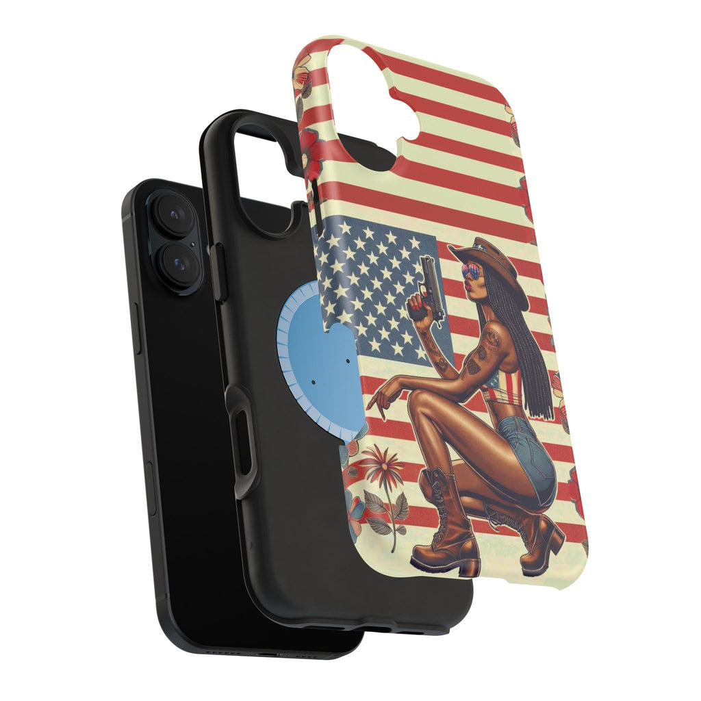 Americana 9mm Pinup Girl - Magnetic Impact‑Resistant Phone Case  iPhone 13-17 / Samsung S26  MagSafe Compatible