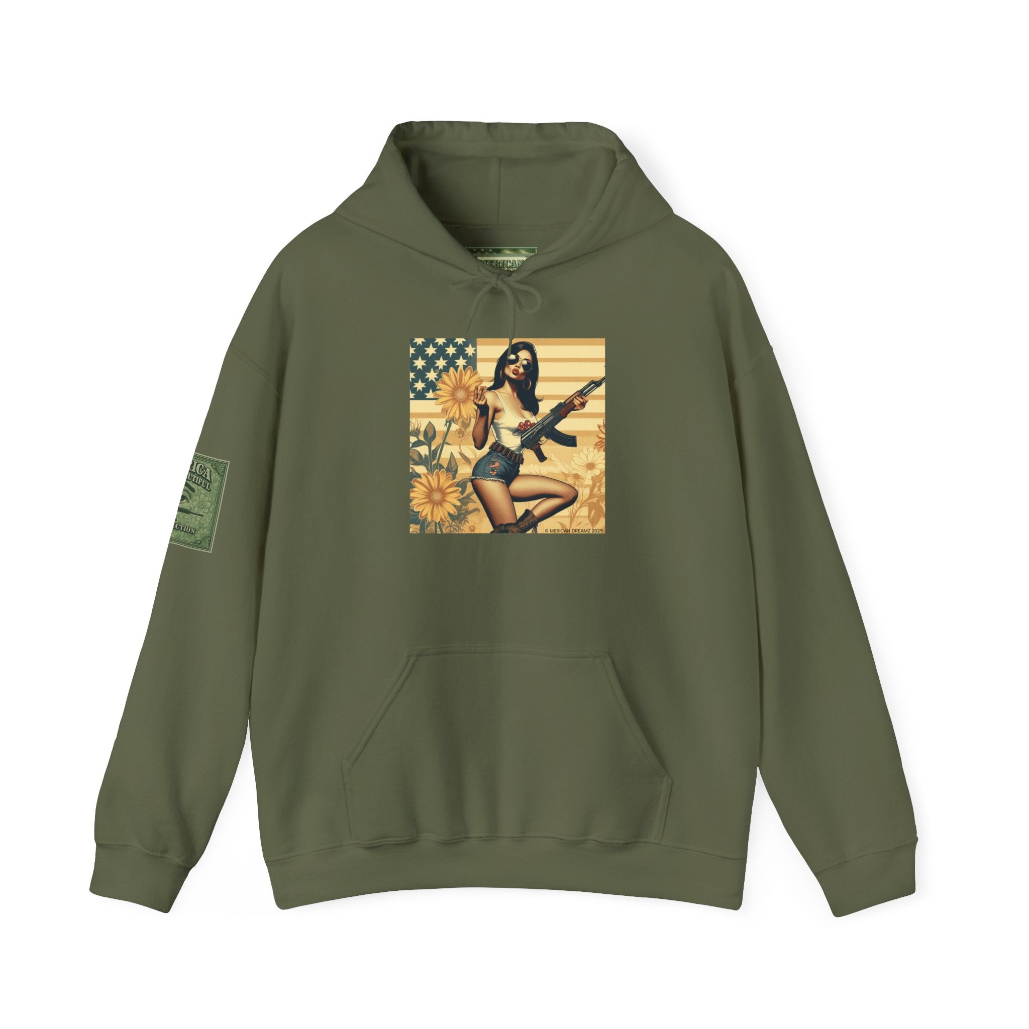 Retro Americana Pinup Gunslinger Hoodie — Vintage Pinup Girls Pullover