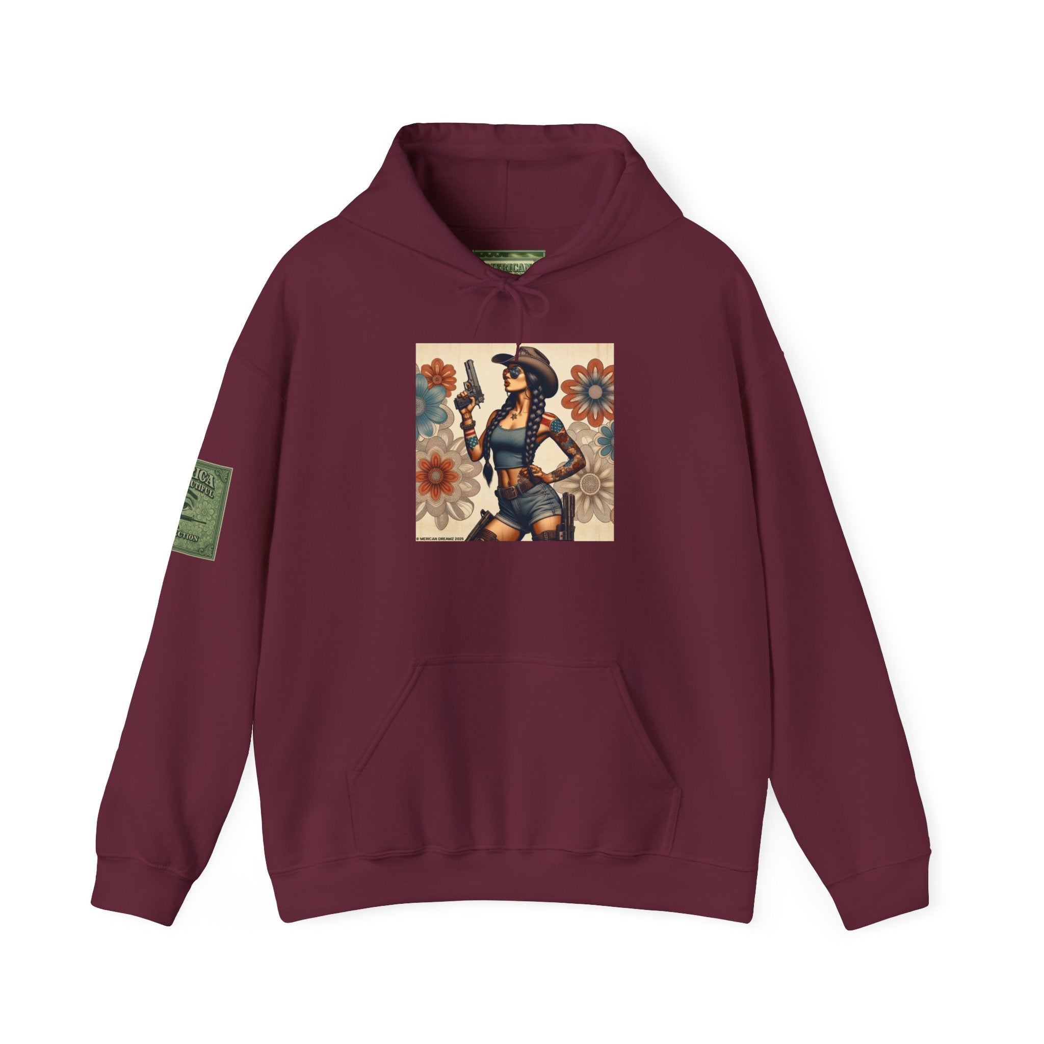 Retro Americana Pinup Gunslinger Hoodie — Vintage Pinup Girls Pullover