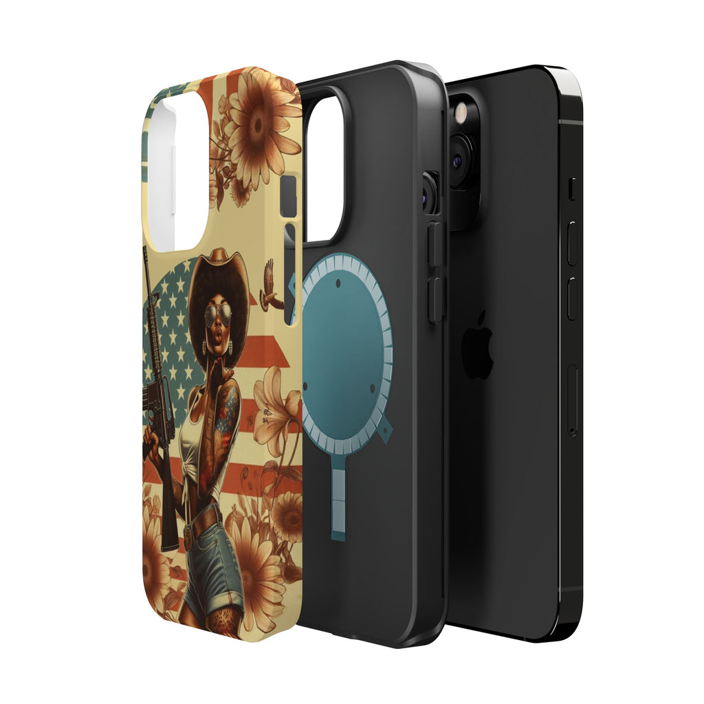 Americana AR-15 Pinup Girl - Magnetic Impact‑Resistant Phone Case  iPhone 13-17 / Samsung S26  MagSafe Compatible