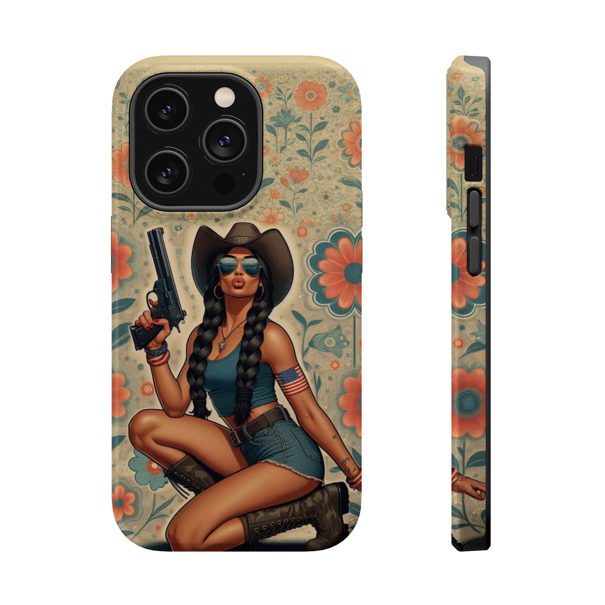 Americana 9mm Pinup Girl - Magnetic Impact‑Resistant Phone Case  iPhone 13-17 / Samsung S26  MagSafe Compatible