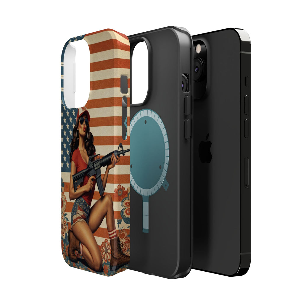 Americana AR-15 Pinup Girl - Magnetic Impact‑Resistant Phone Case  iPhone 13-17 / Samsung S26  MagSafe Compatible