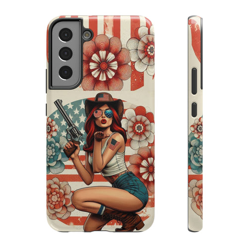 Americana 44 Magnum Pinup Girl - Impact‑Resistant Phone Case   Samsung Galaxy Series S22 / S22+ / S22 Ultra - S25 / S25+ / S25 Ultra