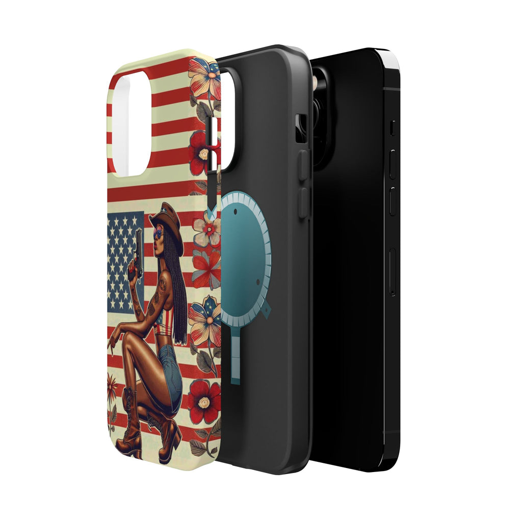 Americana 9mm Pinup Girl - Magnetic Impact‑Resistant Phone Case  iPhone 13-17 / Samsung S26  MagSafe Compatible