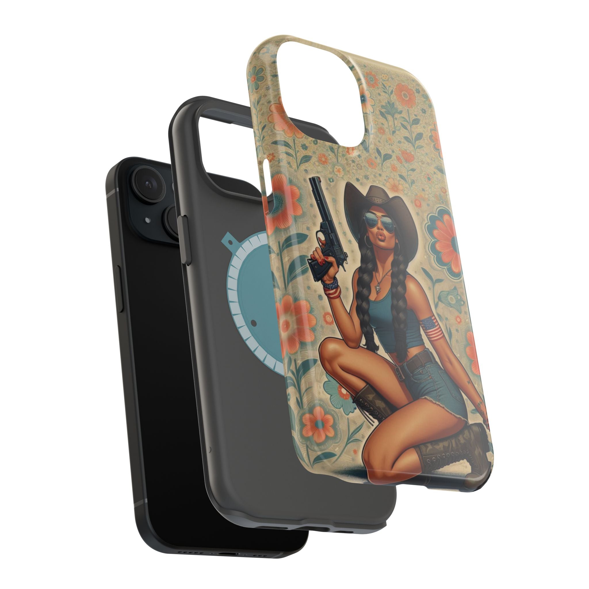 Americana 9mm Pinup Girl - Magnetic Impact‑Resistant Phone Case  iPhone 13-17 / Samsung S26  MagSafe Compatible