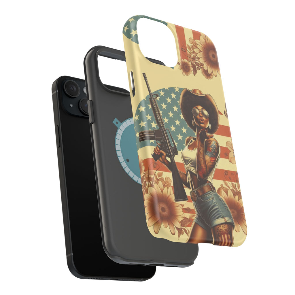 Americana AR-15 Pinup Girl - Magnetic Impact‑Resistant Phone Case  iPhone 13-17 / Samsung S26  MagSafe Compatible