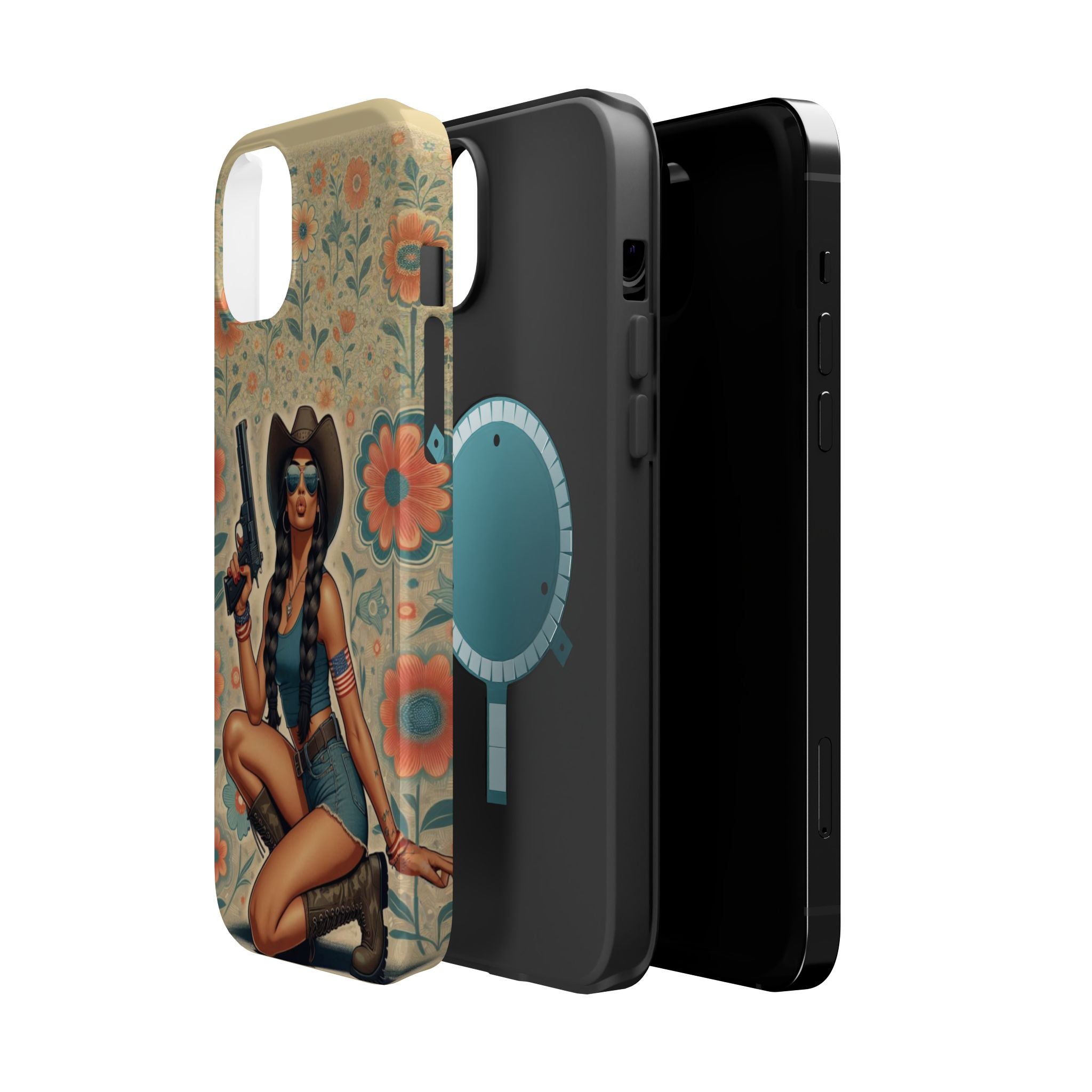 Americana 9mm Pinup Girl - Magnetic Impact‑Resistant Phone Case  iPhone 13-17 / Samsung S26  MagSafe Compatible