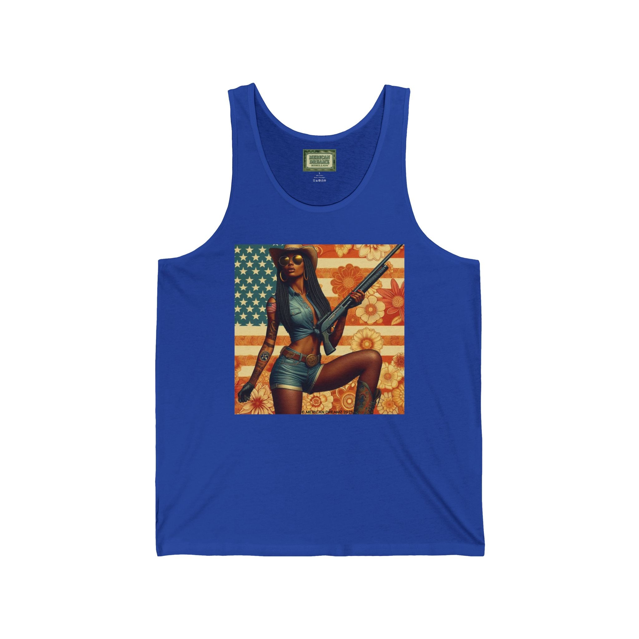 Patriotic Pin-Up Tank Top — Vintage American Flag Girl Graphic
