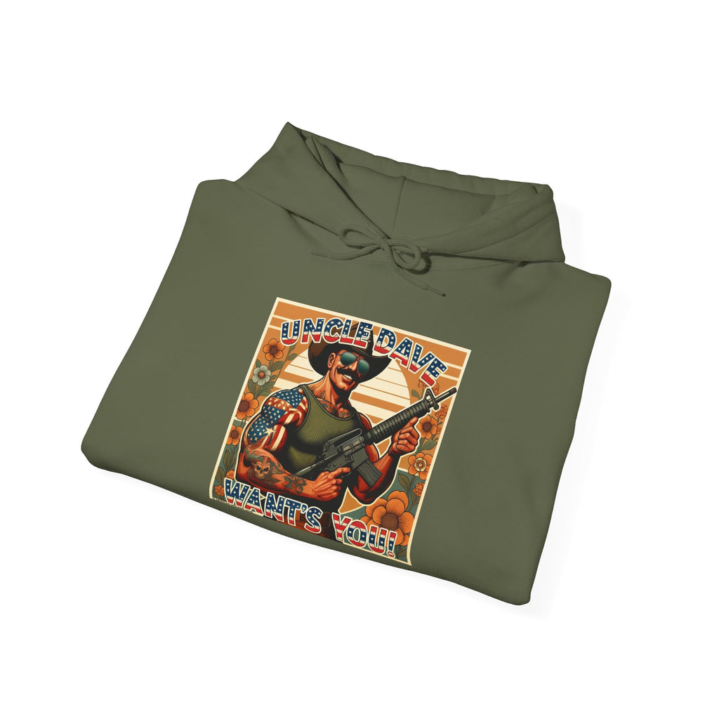 Patriotic 'Uncle Dave Wants You' Hoodie — Gunslinger Girls Rifle Retro Illustration (US Only)