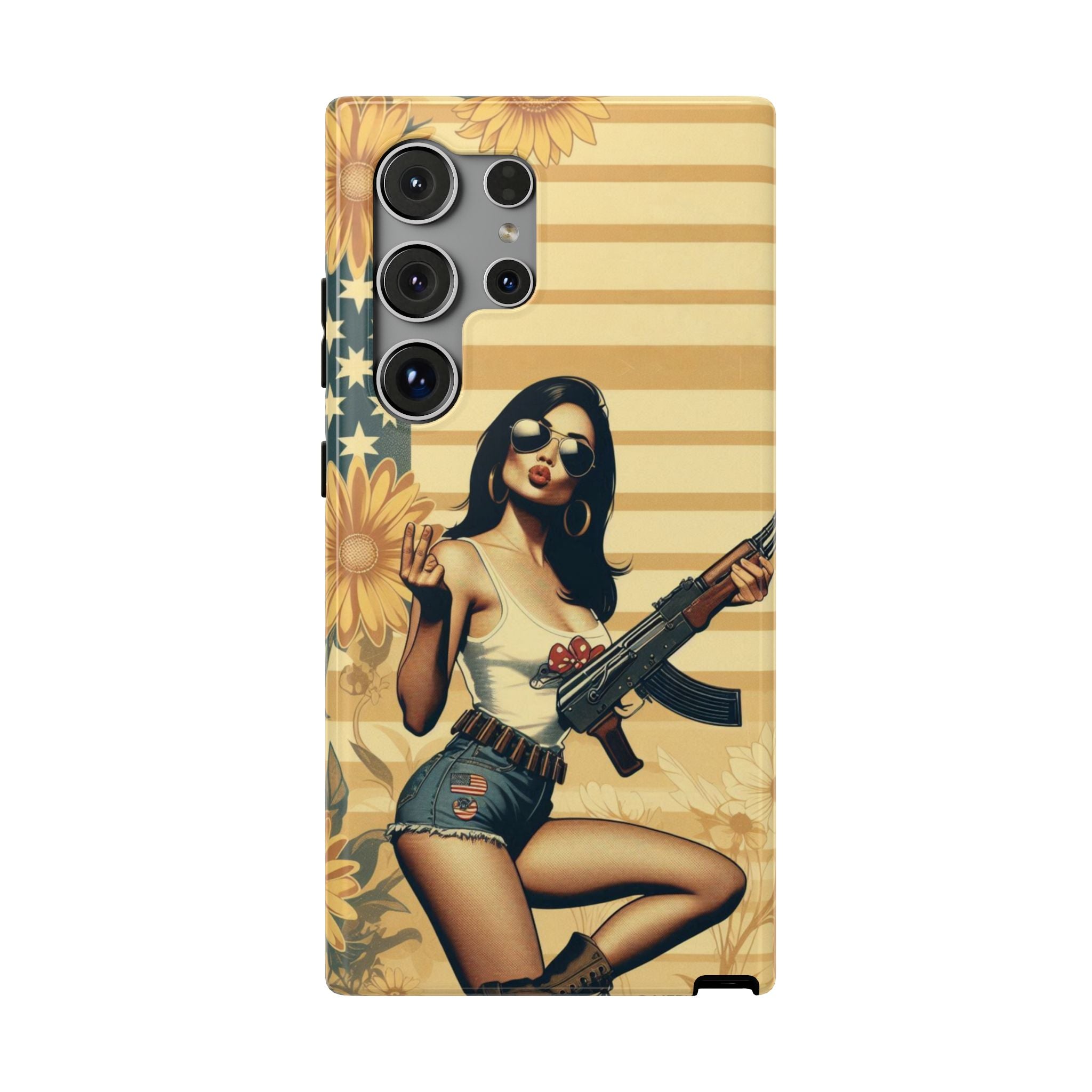 Americana AK-47 Pinup Girl - Impact‑Resistant Phone Case   Samsung Galaxy Series S22 / S22+ / S22 Ultra - S25 / S25+ / S25 Ultra