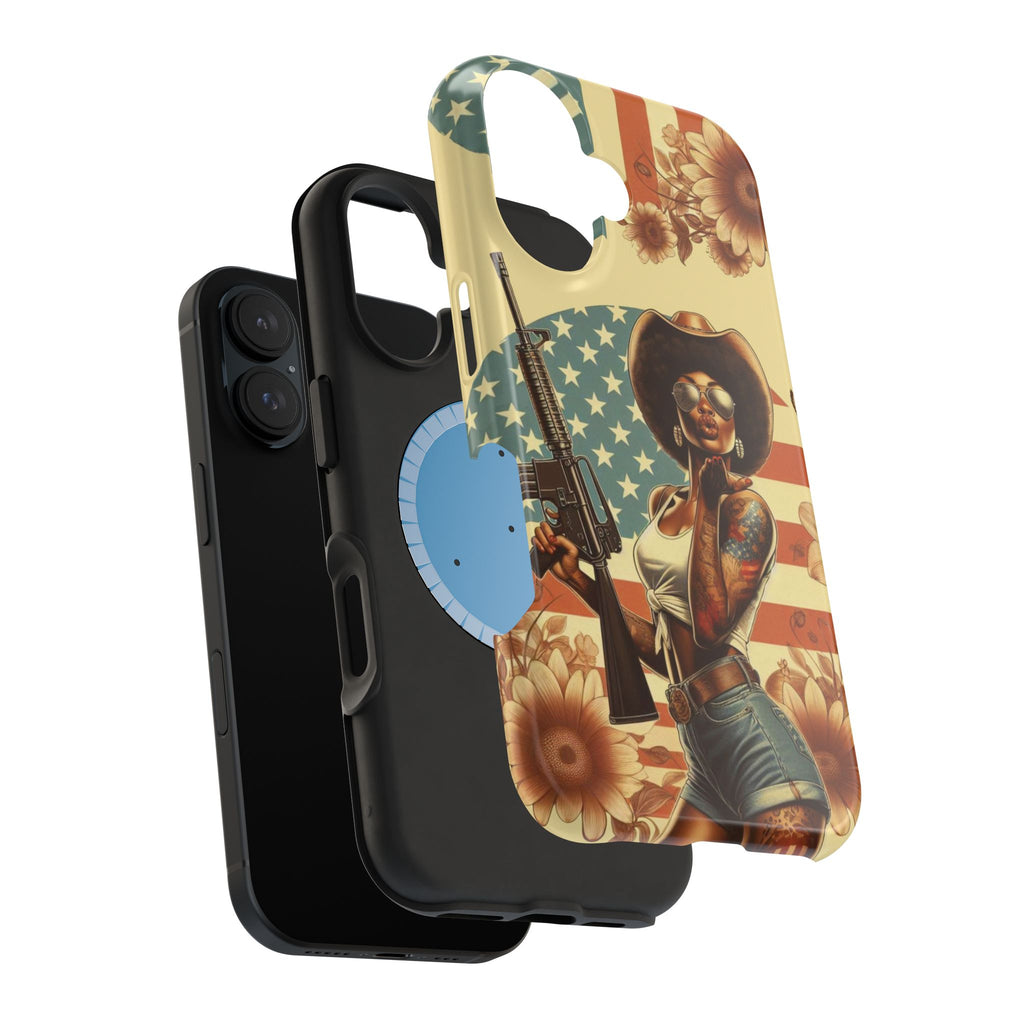 Americana AR-15 Pinup Girl - Magnetic Impact‑Resistant Phone Case  iPhone 13-17 / Samsung S26  MagSafe Compatible