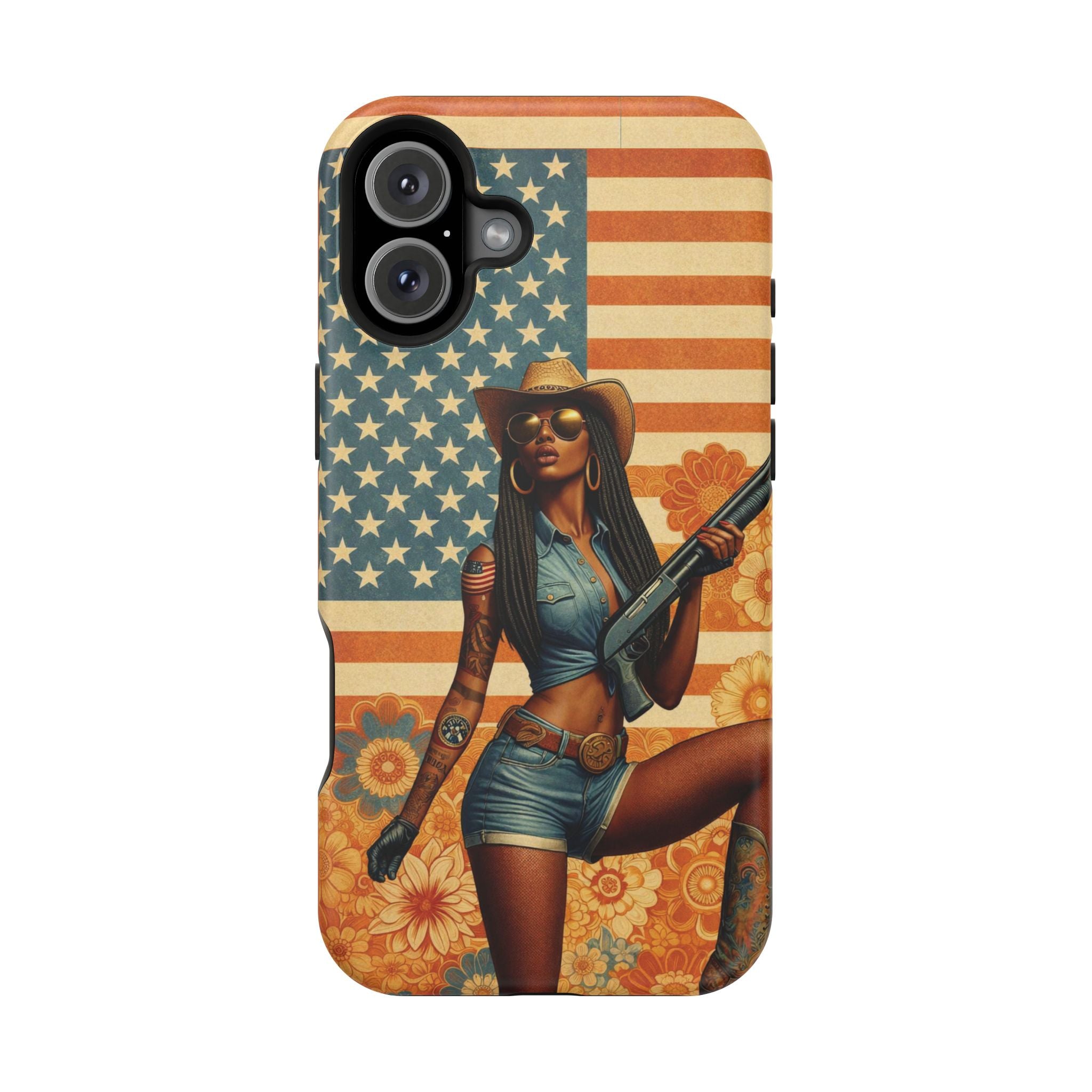 Americana 12GA Pinup Girl - Magnetic Impact‑Resistant Phone Case  iPhone 13-17 / Samsung S26  MagSafe Compatible