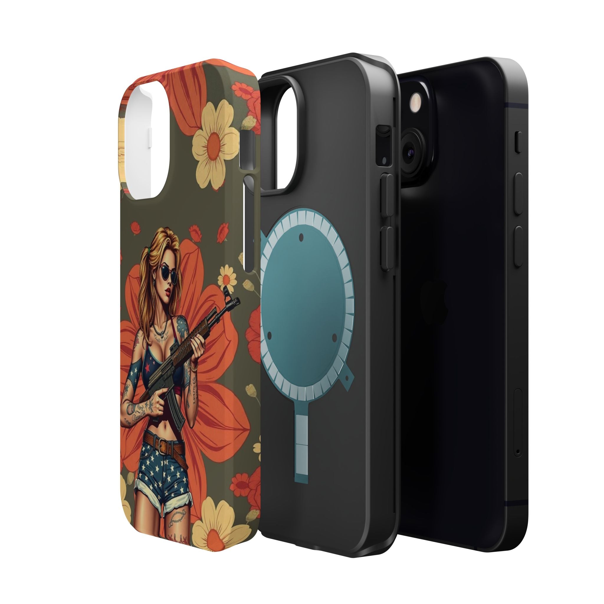 Americana AK-47 Pinup Girl - Magnetic Impact‑Resistant Phone Case  iPhone 13-17 / Samsung S26  MagSafe Compatible