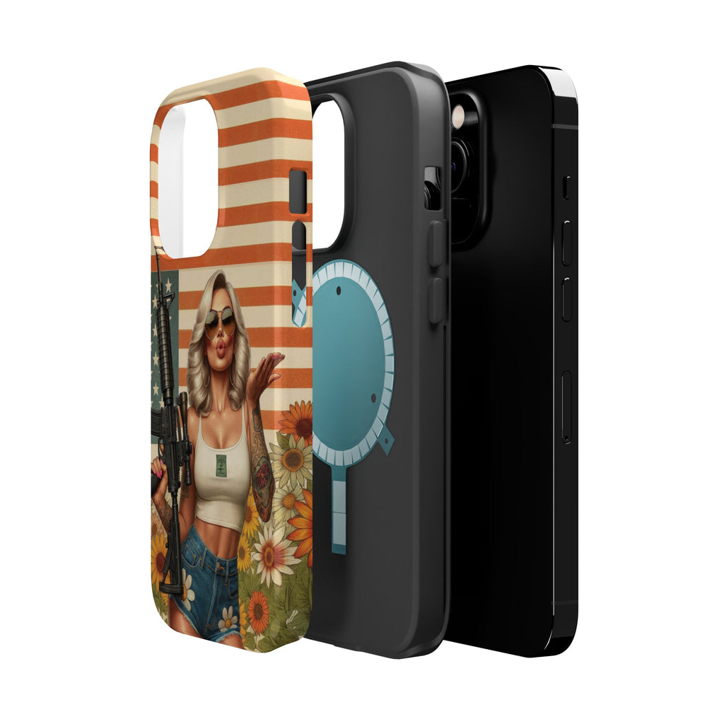 Americana AR-15 Pinup Girl - Magnetic Impact‑Resistant Phone Case  iPhone 13-17 / Samsung S26  MagSafe Compatible