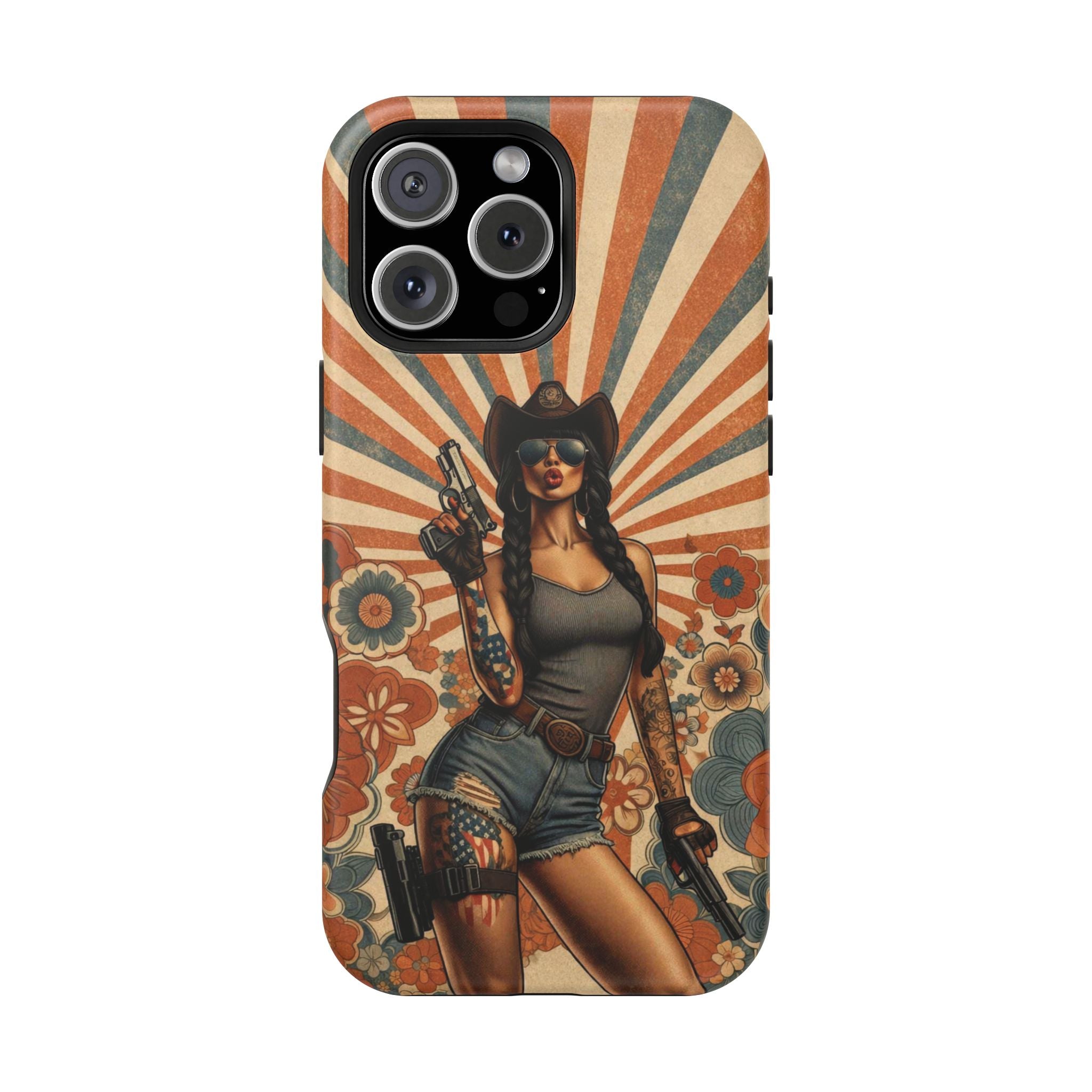 Americana 9mm Pinup Girl - Magnetic Impact‑Resistant Phone Case  iPhone 13-17 / Samsung S26  MagSafe Compatible