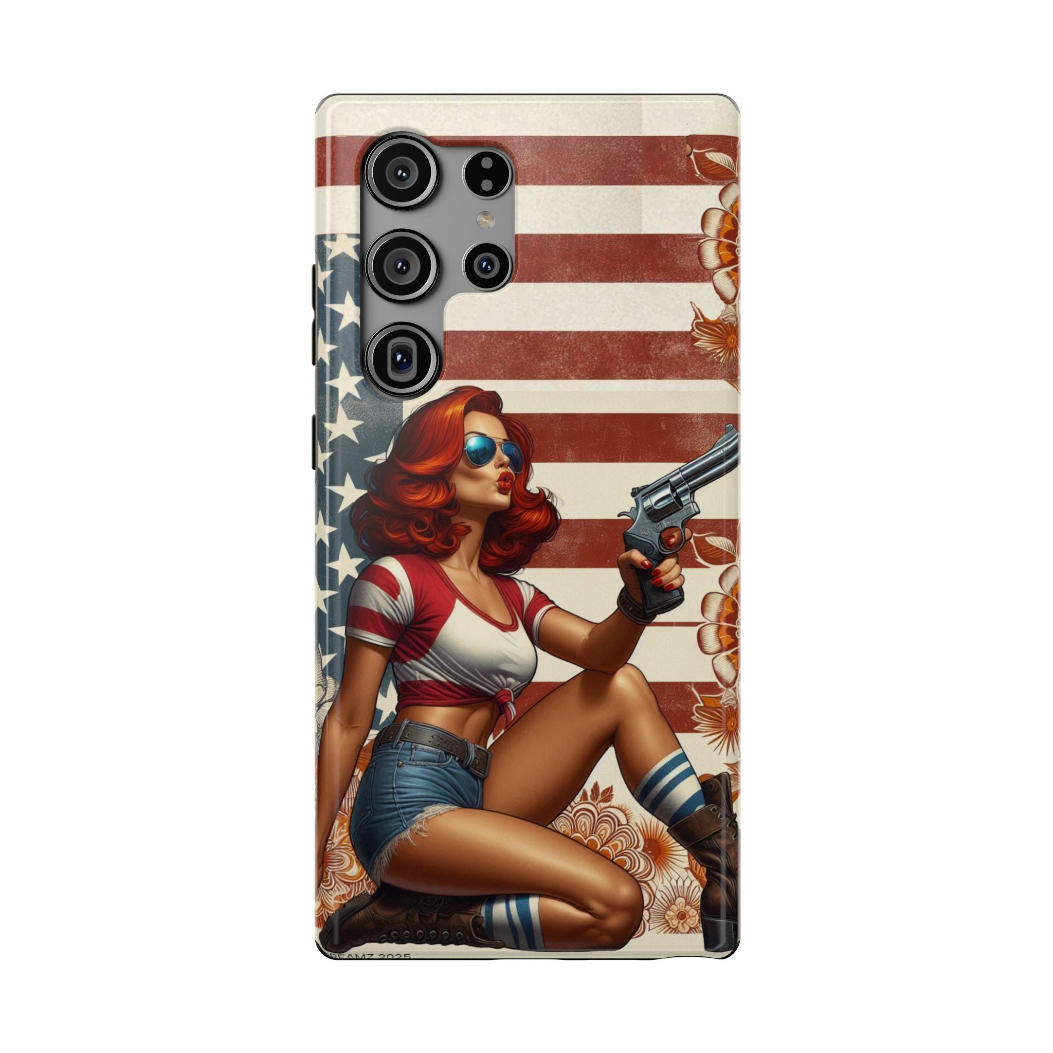 Americana 44 Magnum Pinup Girl - Impact‑Resistant Phone Case   Samsung Galaxy Series S22 / S22+ / S22 Ultra - S25 / S25+ / S25 Ultra