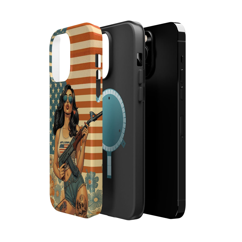 Americana AK-47 Pinup Girl - Magnetic Impact‑Resistant Phone Case  iPhone 13-17 / Samsung S26  MagSafe Compatible