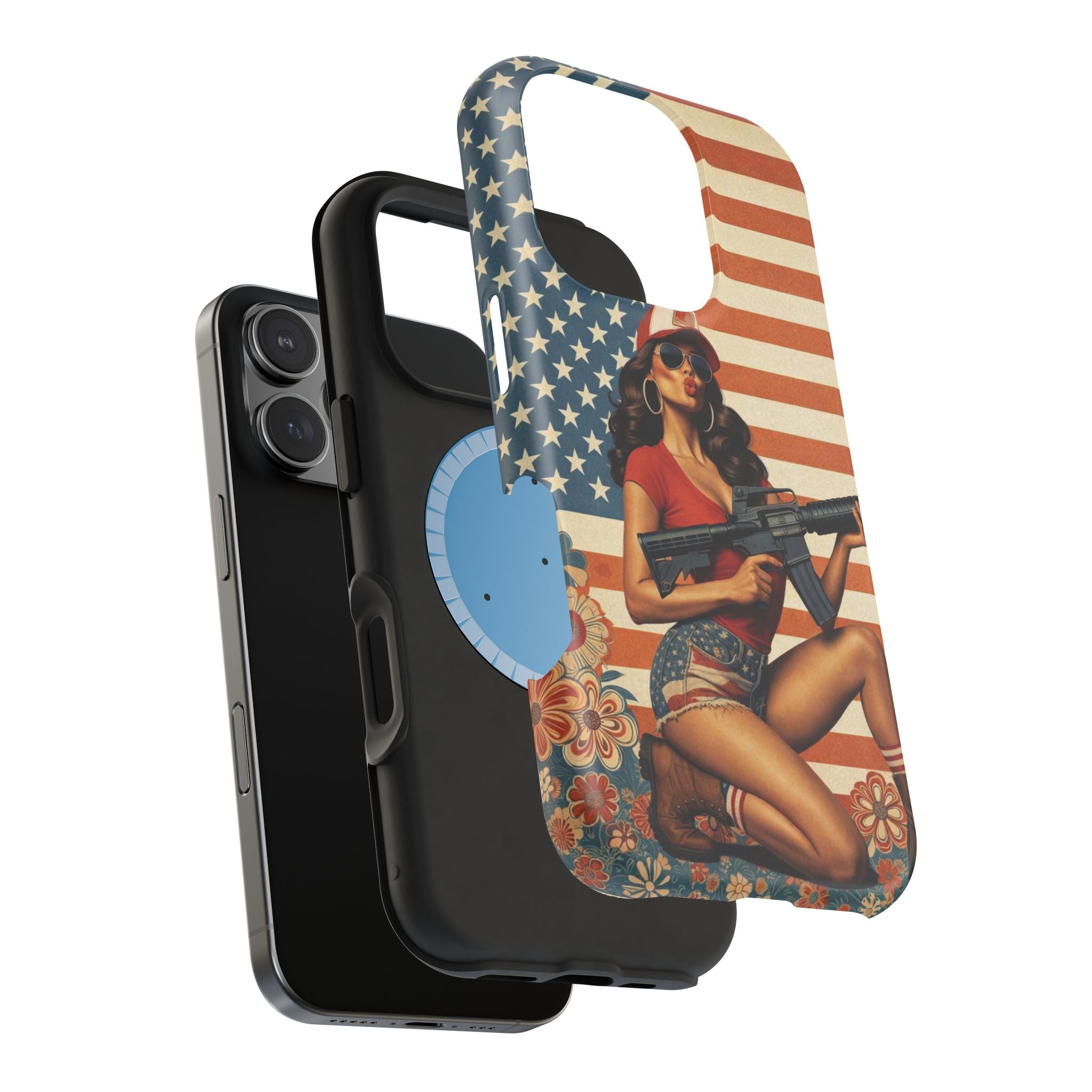 Americana AR-15 Pinup Girl - Magnetic Impact‑Resistant Phone Case  iPhone 13-17 / Samsung S26  MagSafe Compatible