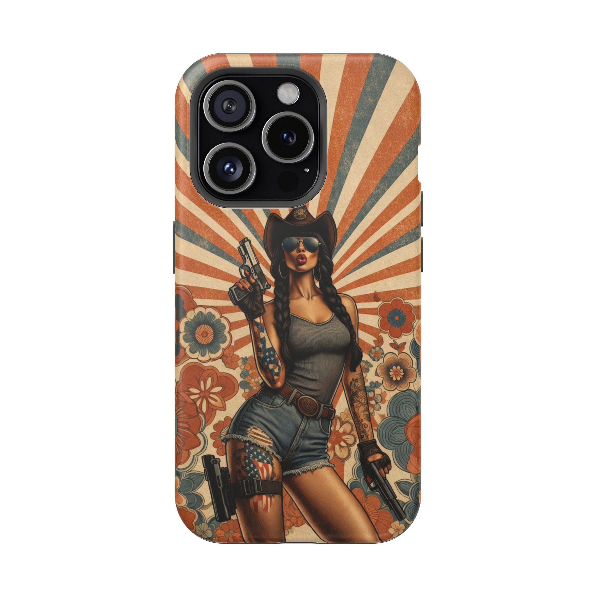 Americana 9mm Pinup Girl - Magnetic Impact‑Resistant Phone Case  iPhone 13-17 / Samsung S26  MagSafe Compatible
