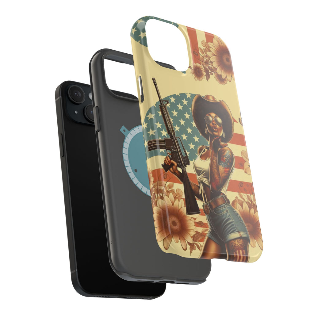 Americana AR-15 Pinup Girl - Magnetic Impact‑Resistant Phone Case  iPhone 13-17 / Samsung S26  MagSafe Compatible