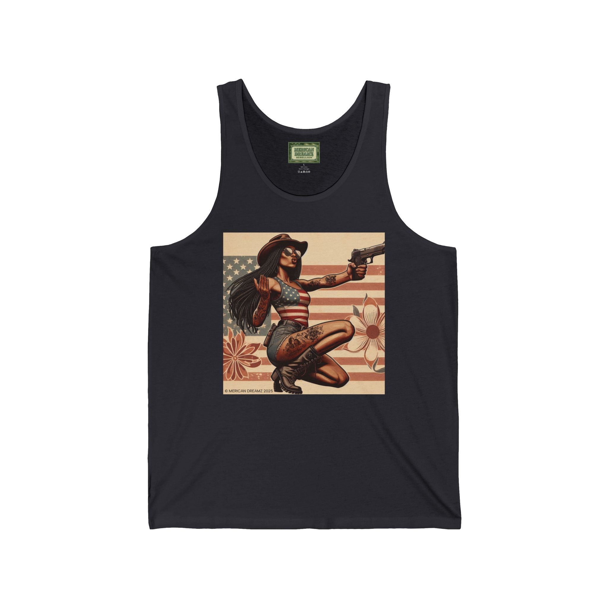 Patriotic Pin-Up Tank Top — Vintage American Flag Girl Graphic