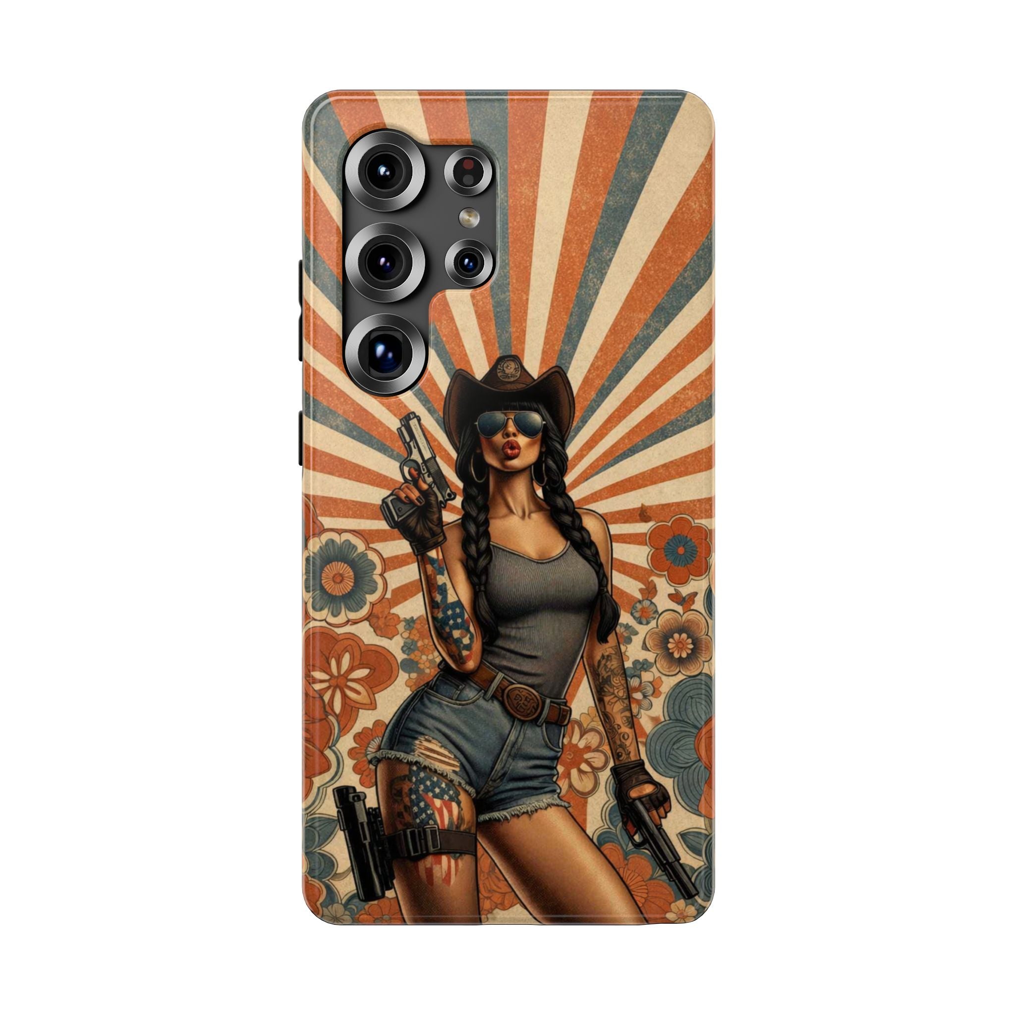 Americana 9mm Pinup Girl - Impact‑Resistant Phone Case   Samsung Galaxy Series S22 / S22+ / S22 Ultra - S25 / S25+ / S25 Ultra