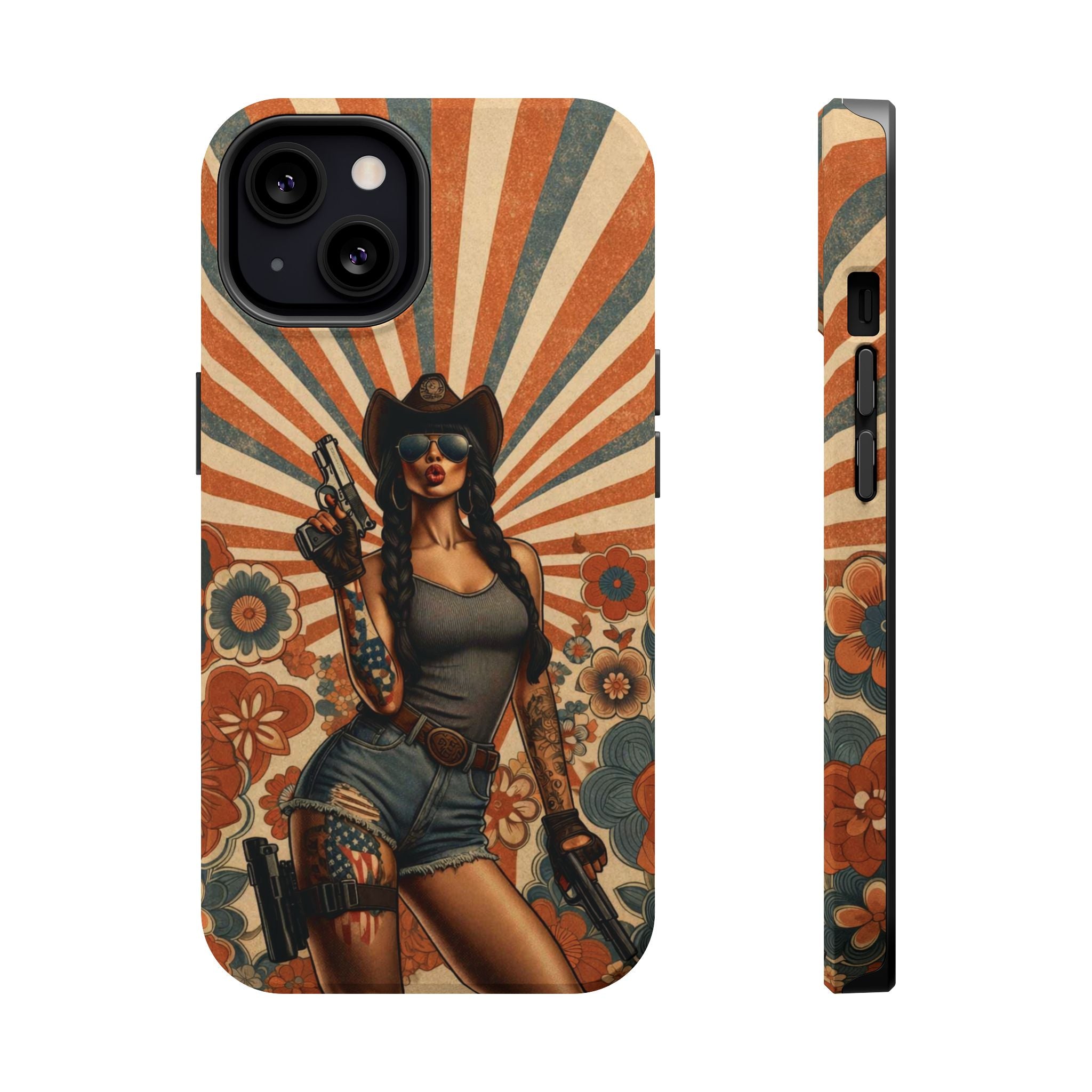 Americana 9mm Pinup Girl - Magnetic Impact‑Resistant Phone Case  iPhone 13-17 / Samsung S26  MagSafe Compatible