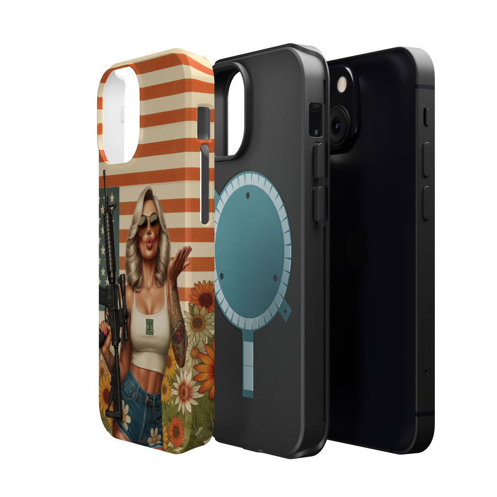 Americana AR-15 Pinup Girl - Magnetic Impact‑Resistant Phone Case  iPhone 13-17 / Samsung S26  MagSafe Compatible