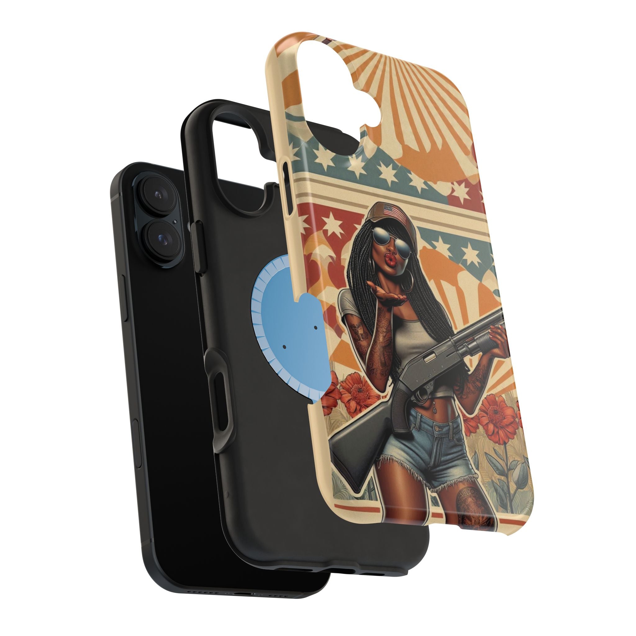 Americana 12GA Pinup Girl - Magnetic Impact‑Resistant Phone Case  iPhone 13-17 / Samsung S26  MagSafe Compatible