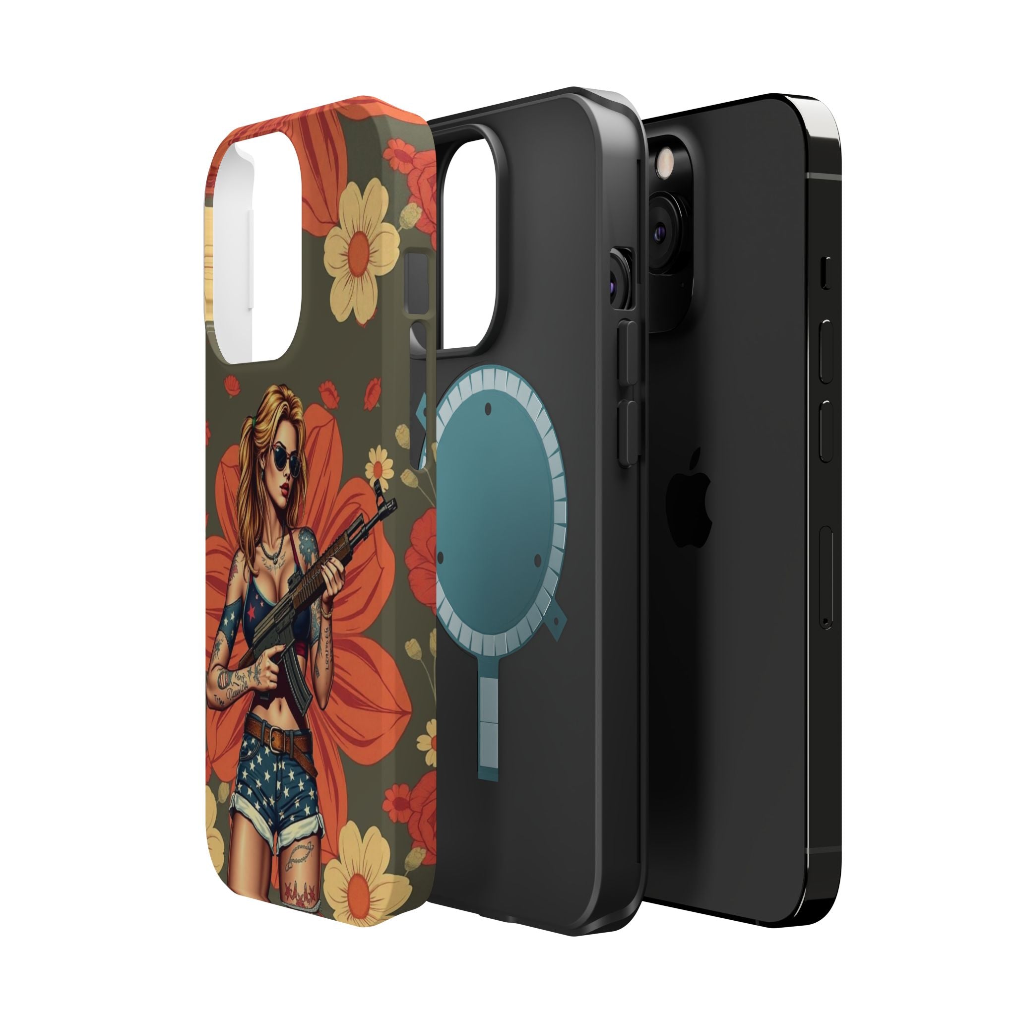 Americana AK-47 Pinup Girl - Magnetic Impact‑Resistant Phone Case  iPhone 13-17 / Samsung S26  MagSafe Compatible