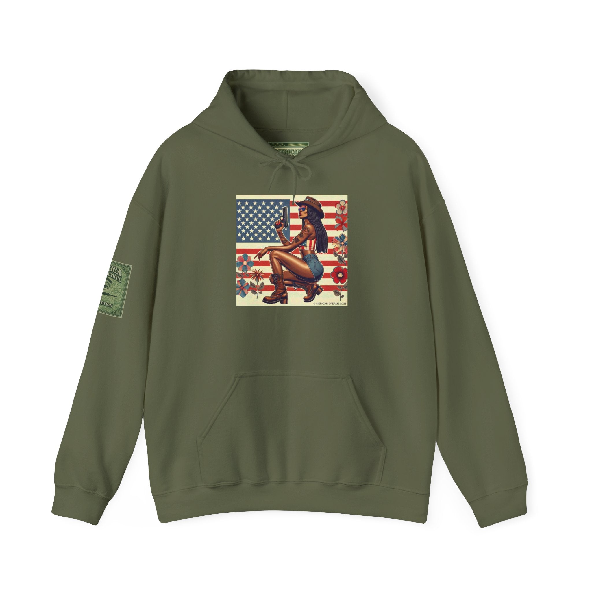 Retro Americana Pinup Gunslinger Hoodie — Vintage Pinup Girls Pullover