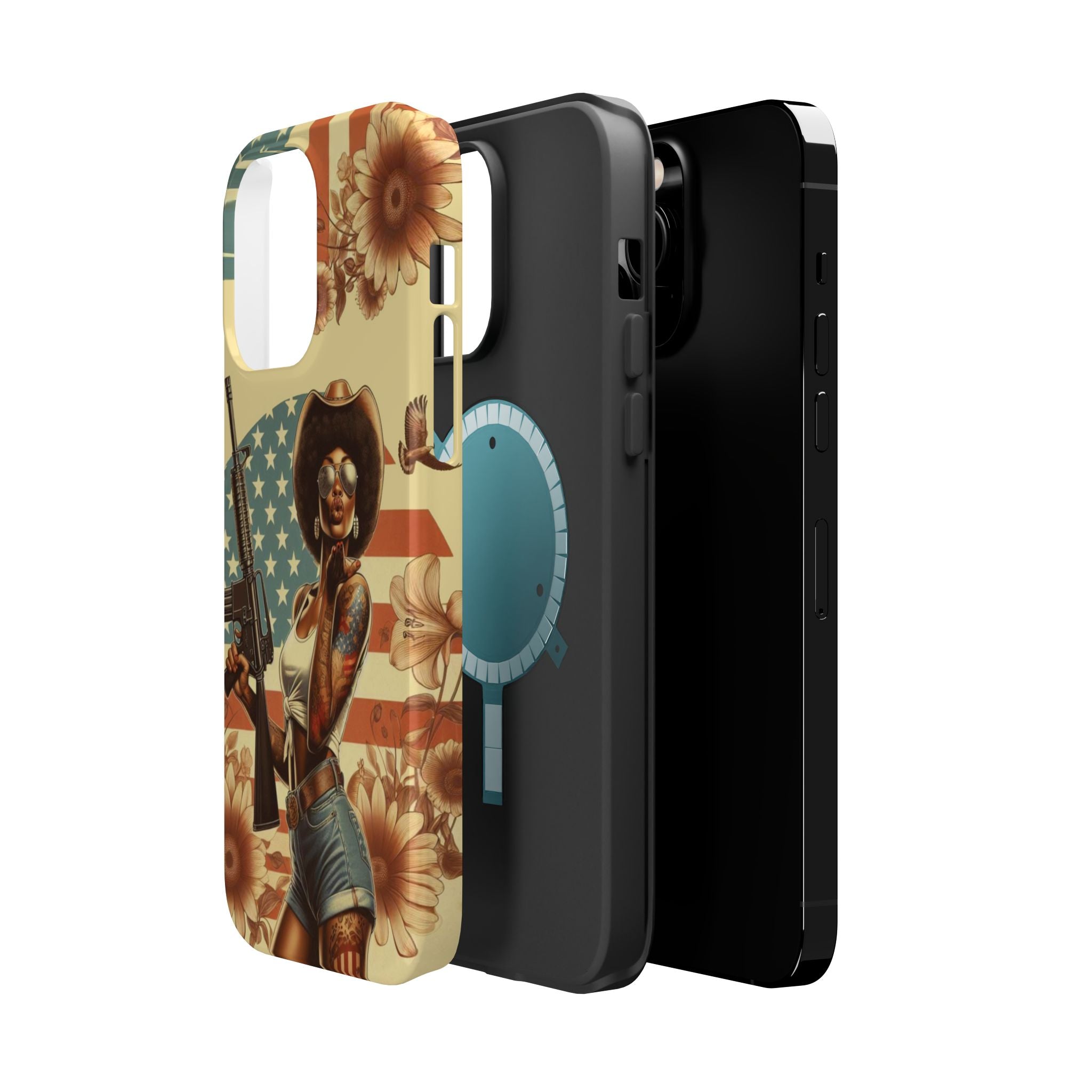 Americana AR-15 Pinup Girl - Magnetic Impact‑Resistant Phone Case  iPhone 13-17 / Samsung S26  MagSafe Compatible