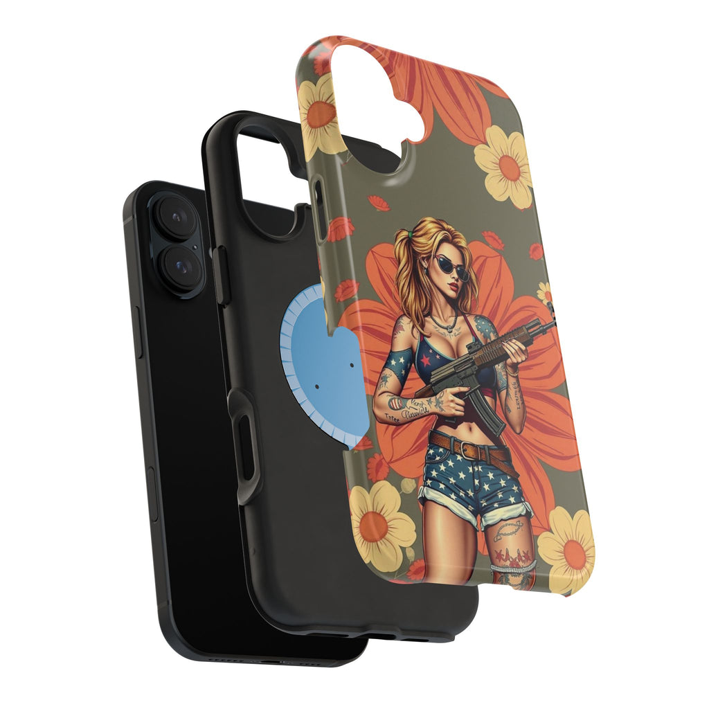 Americana AK-47 Pinup Girl - Magnetic Impact‑Resistant Phone Case  iPhone 13-17 / Samsung S26  MagSafe Compatible