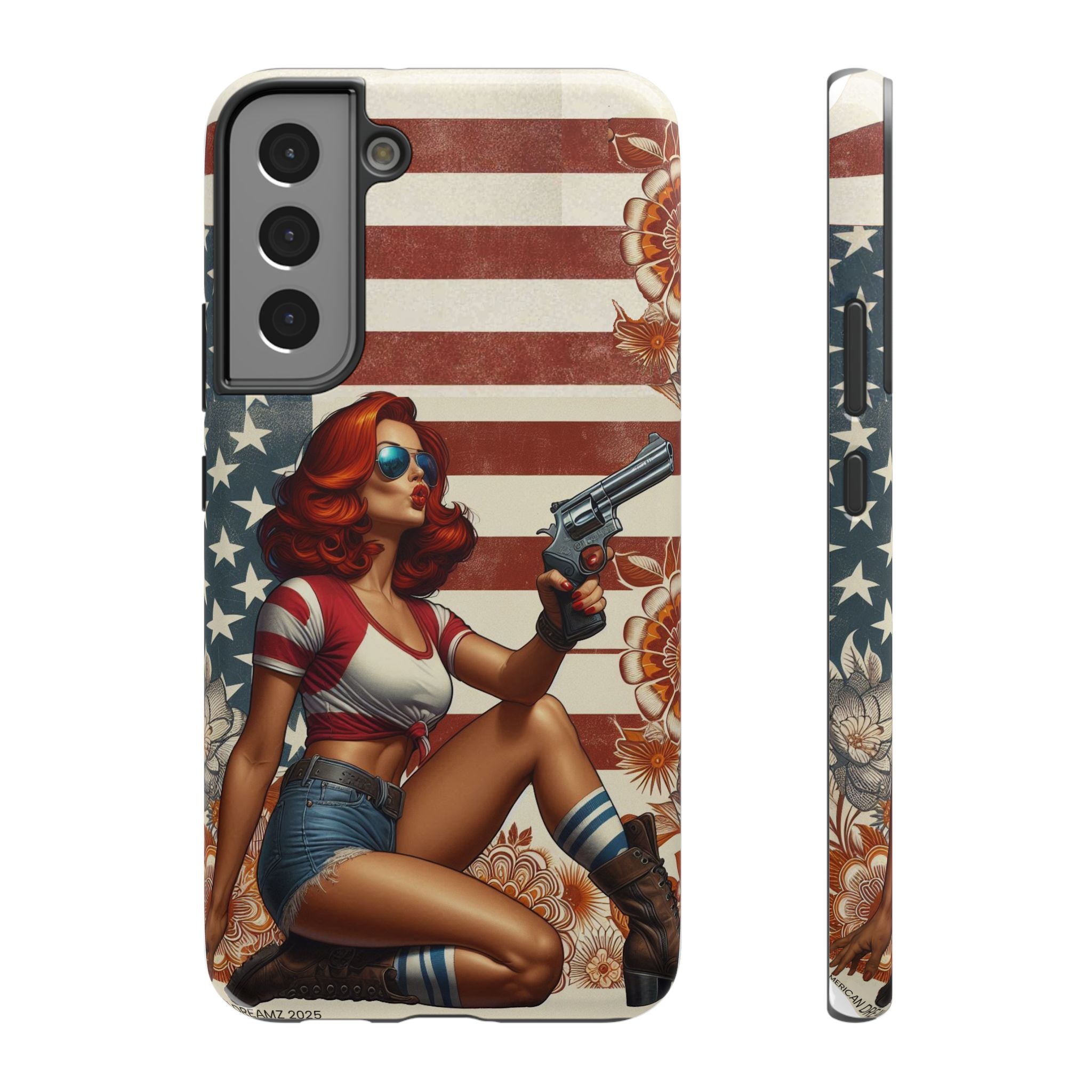Americana 44 Magnum Pinup Girl - Impact‑Resistant Phone Case   Samsung Galaxy Series S22 / S22+ / S22 Ultra - S25 / S25+ / S25 Ultra