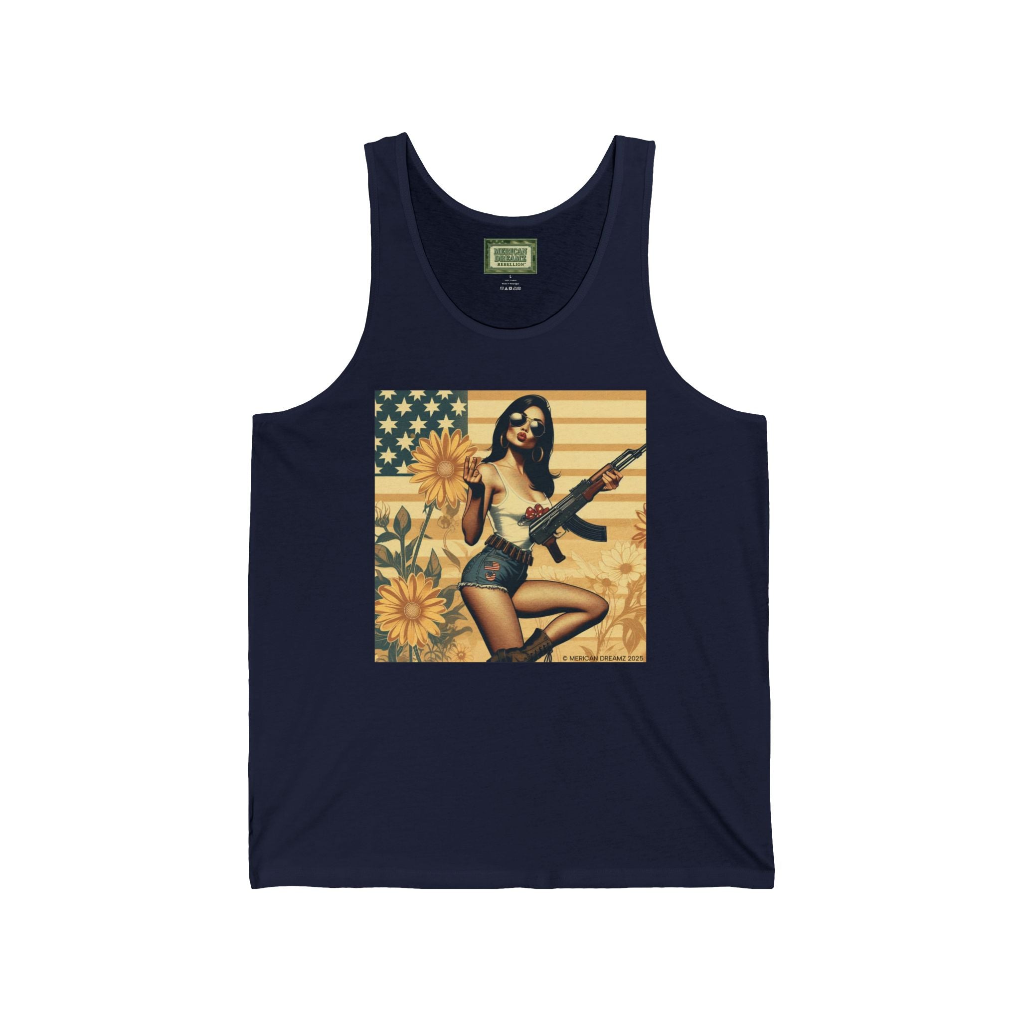 Patriotic Pin-Up Tank Top — Vintage American Flag Girl Graphic