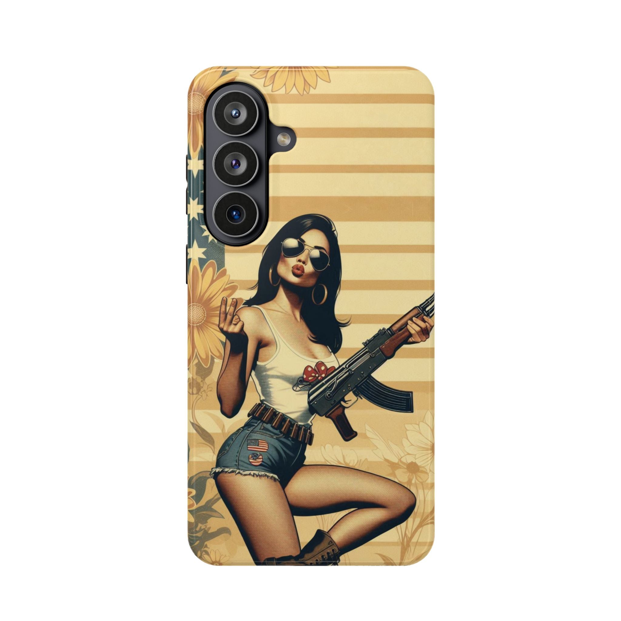 Americana AK-47 Pinup Girl - Magnetic Impact‑Resistant Phone Case  iPhone 13-17 / Samsung S26  MagSafe Compatible
