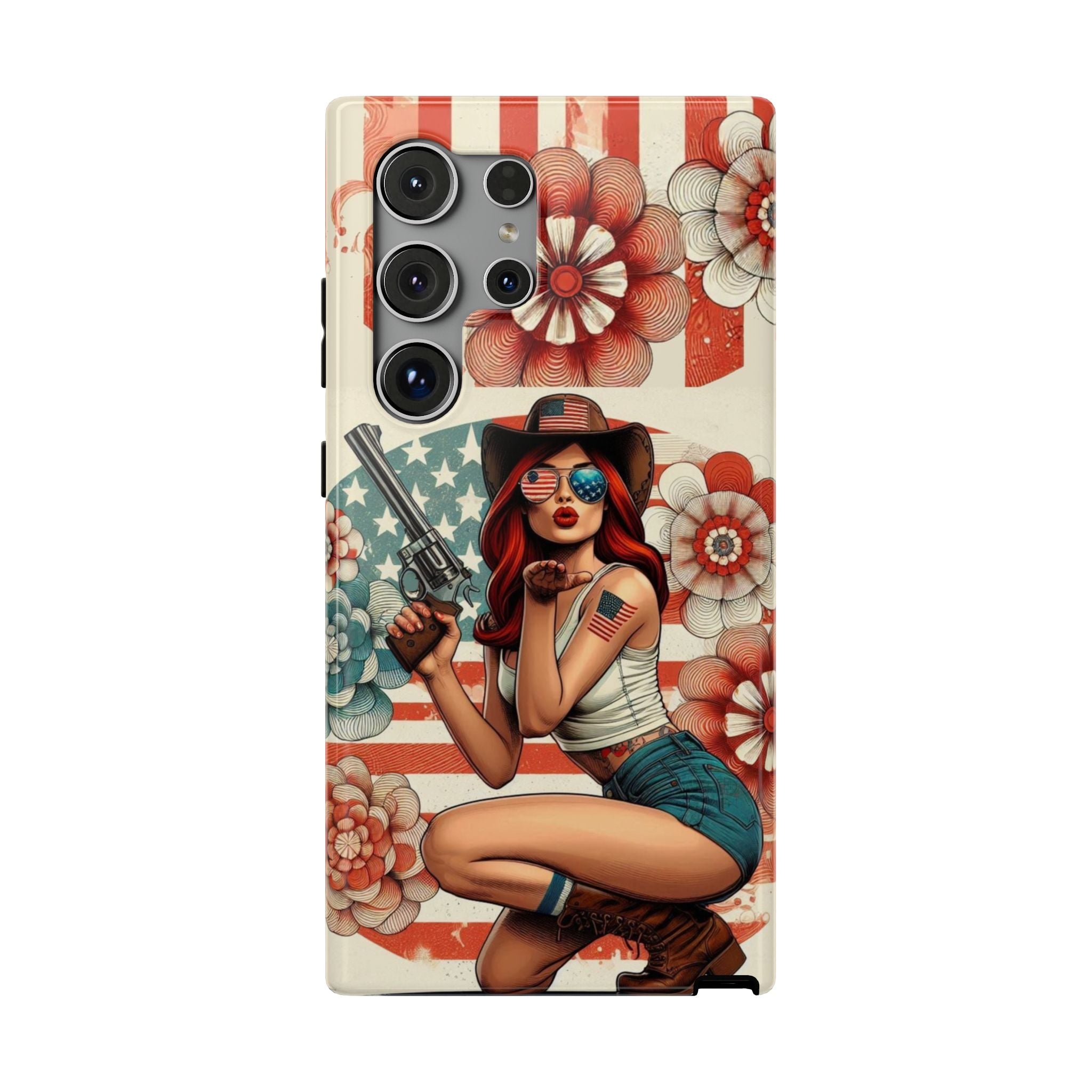 Americana 44 Magnum Pinup Girl - Impact‑Resistant Phone Case   Samsung Galaxy Series S22 / S22+ / S22 Ultra - S25 / S25+ / S25 Ultra